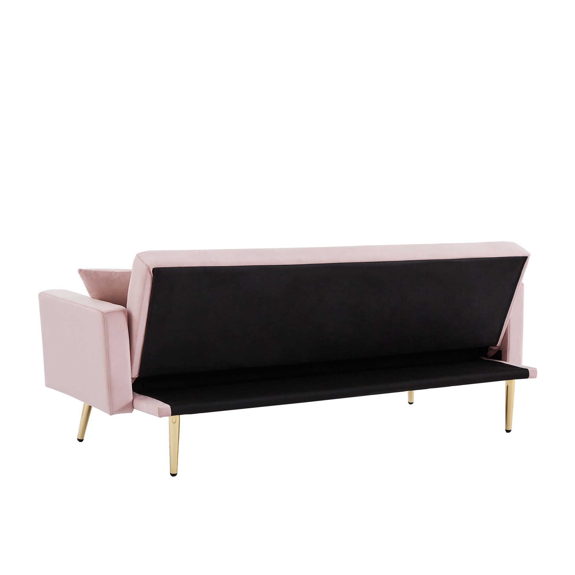 Velvet Sleeper Sofa with Metal Legs for Compact Living Space.