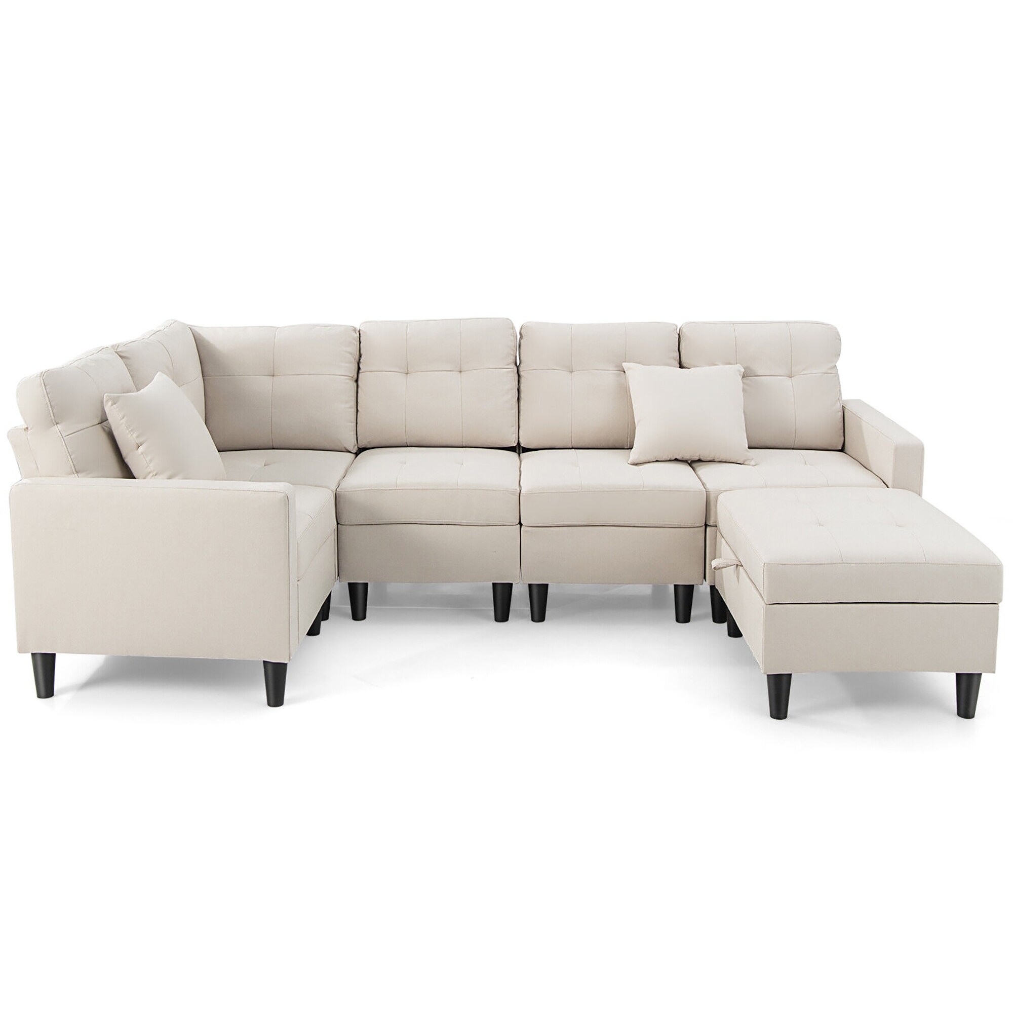 Gymax L-shaped Sectional Corner Sofa Set Living Room Furniture w/