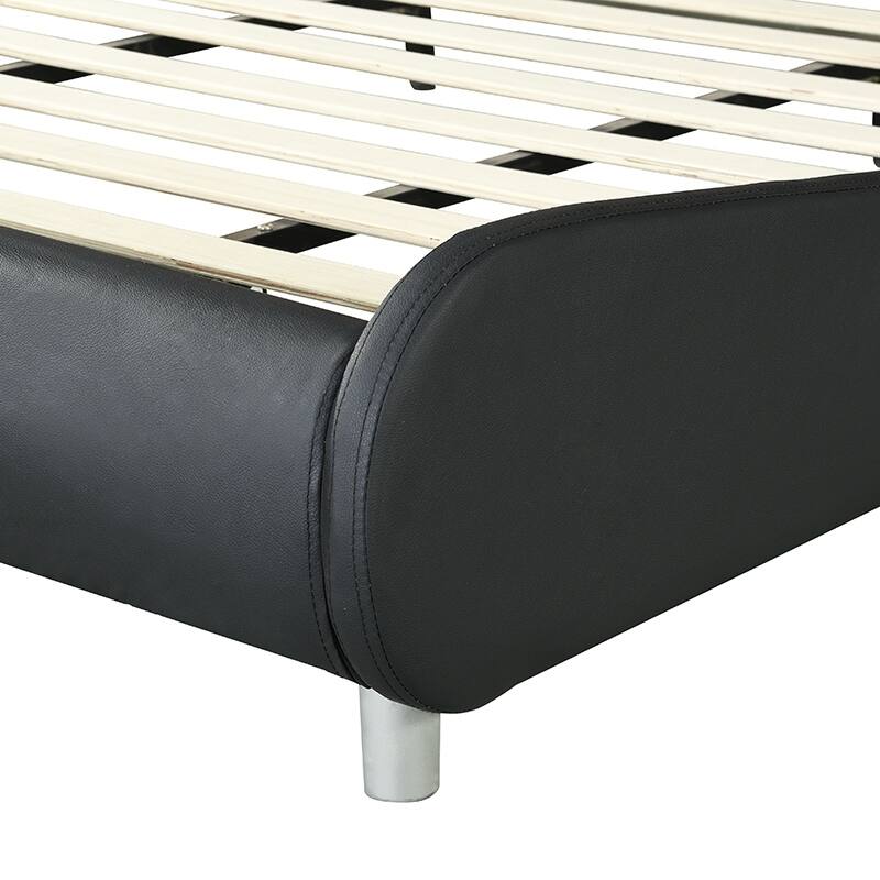 Black&White Curve Design Upholstered Queen Bed