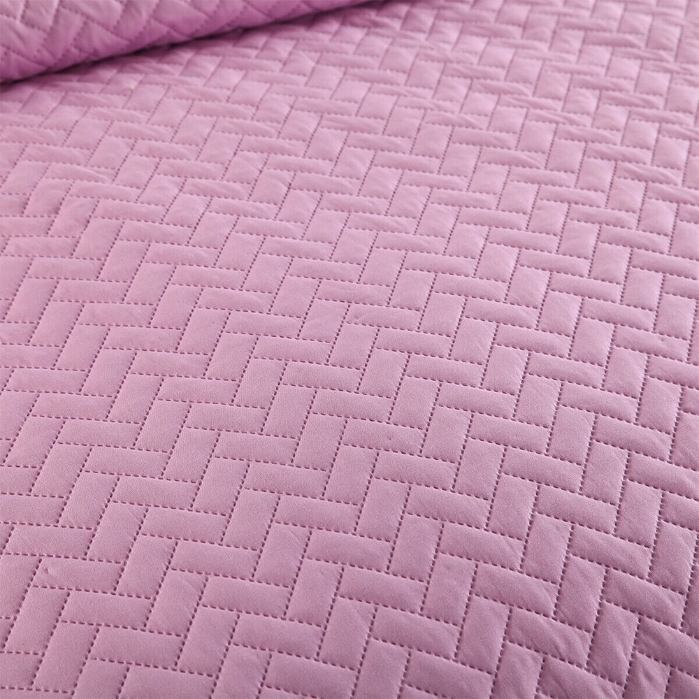 Embossed Reversible Bedspread Coverlet Quilt Set Queen Purple