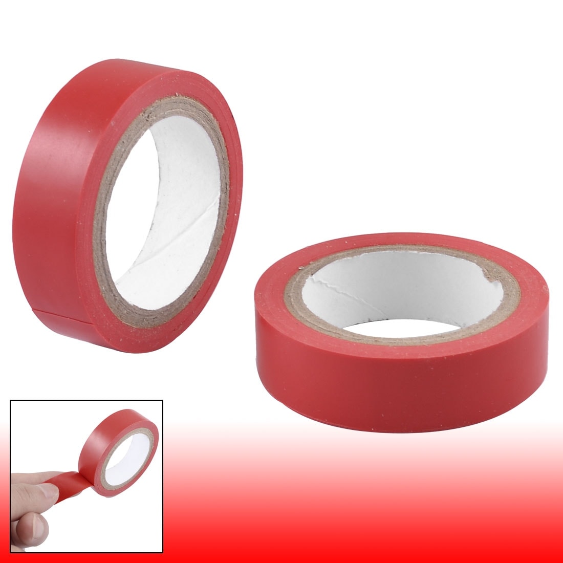 2 Pcs 51mm x 15mm Red PVC Adhesived Electric Insulation Tape Roll