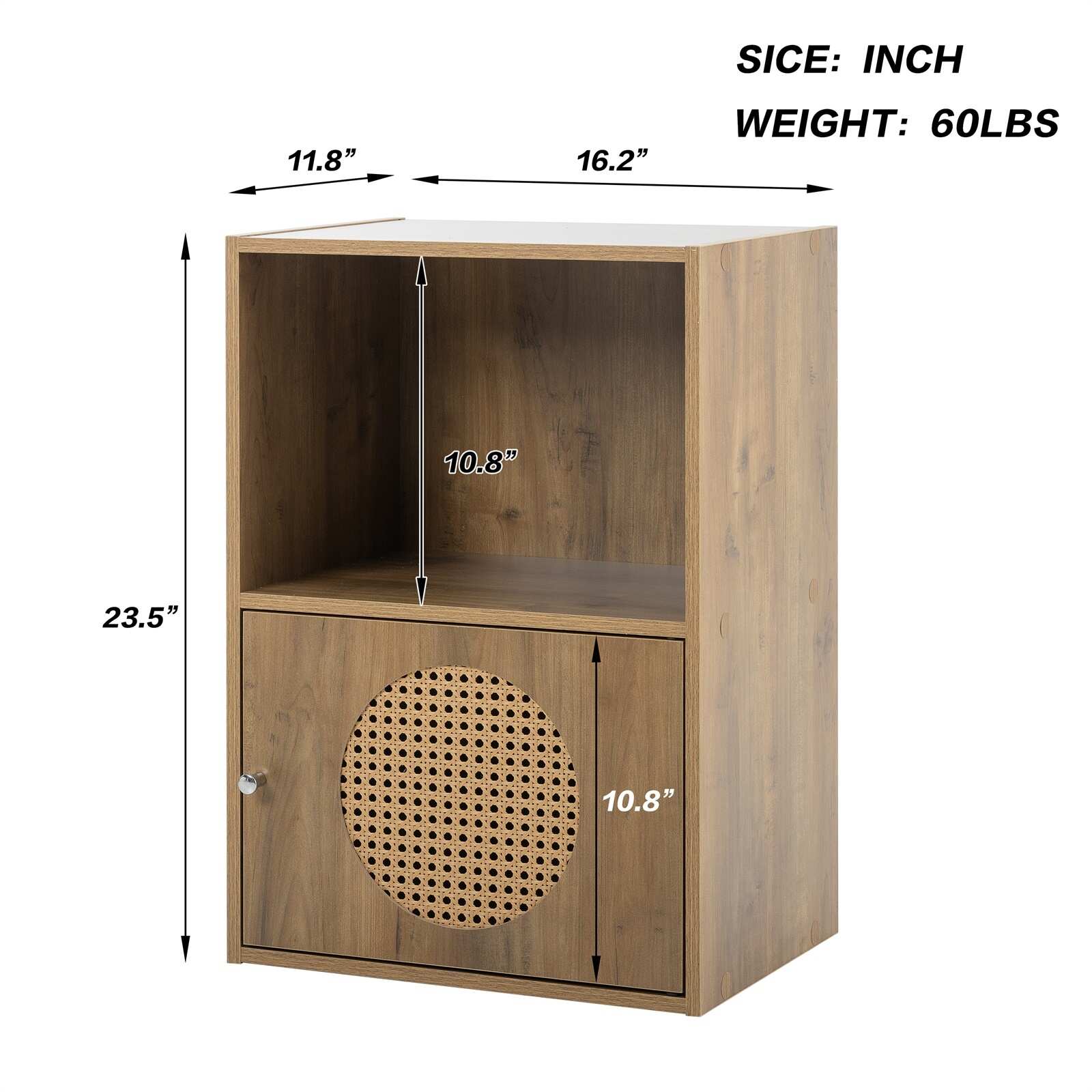 Multifunctional Rattan Storage Cabinet, Locker with Door