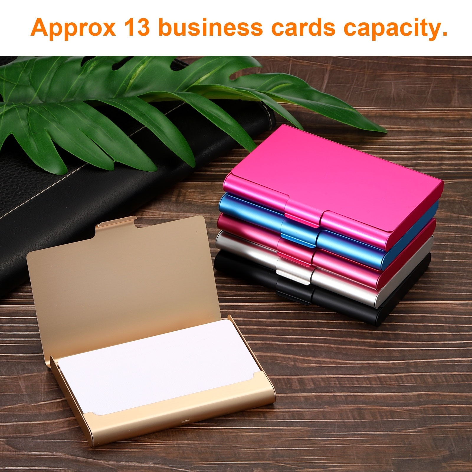 2Pcs Professional Pocket Metal Business Card Case Holder Slim Wallet Red - 2 Pack