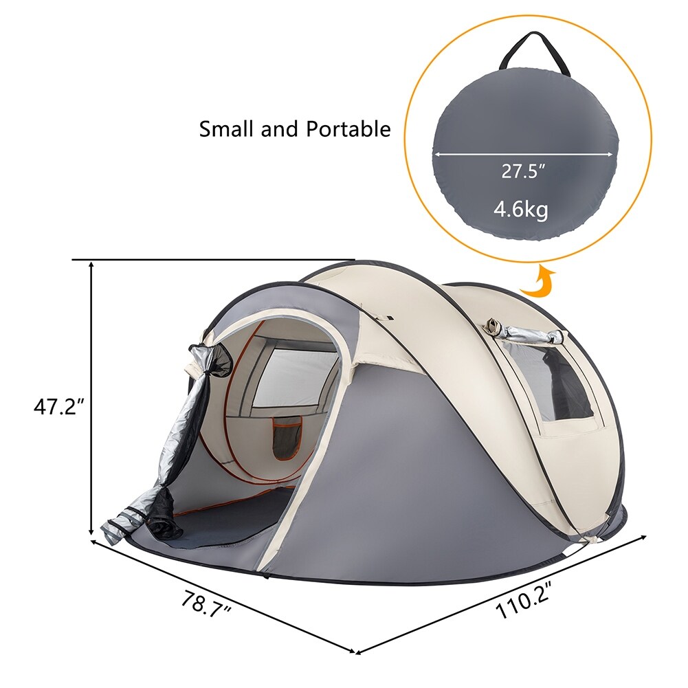 Multifunctional Easy Set up Camping Tent, 4 Person Pop Up Camping Tent