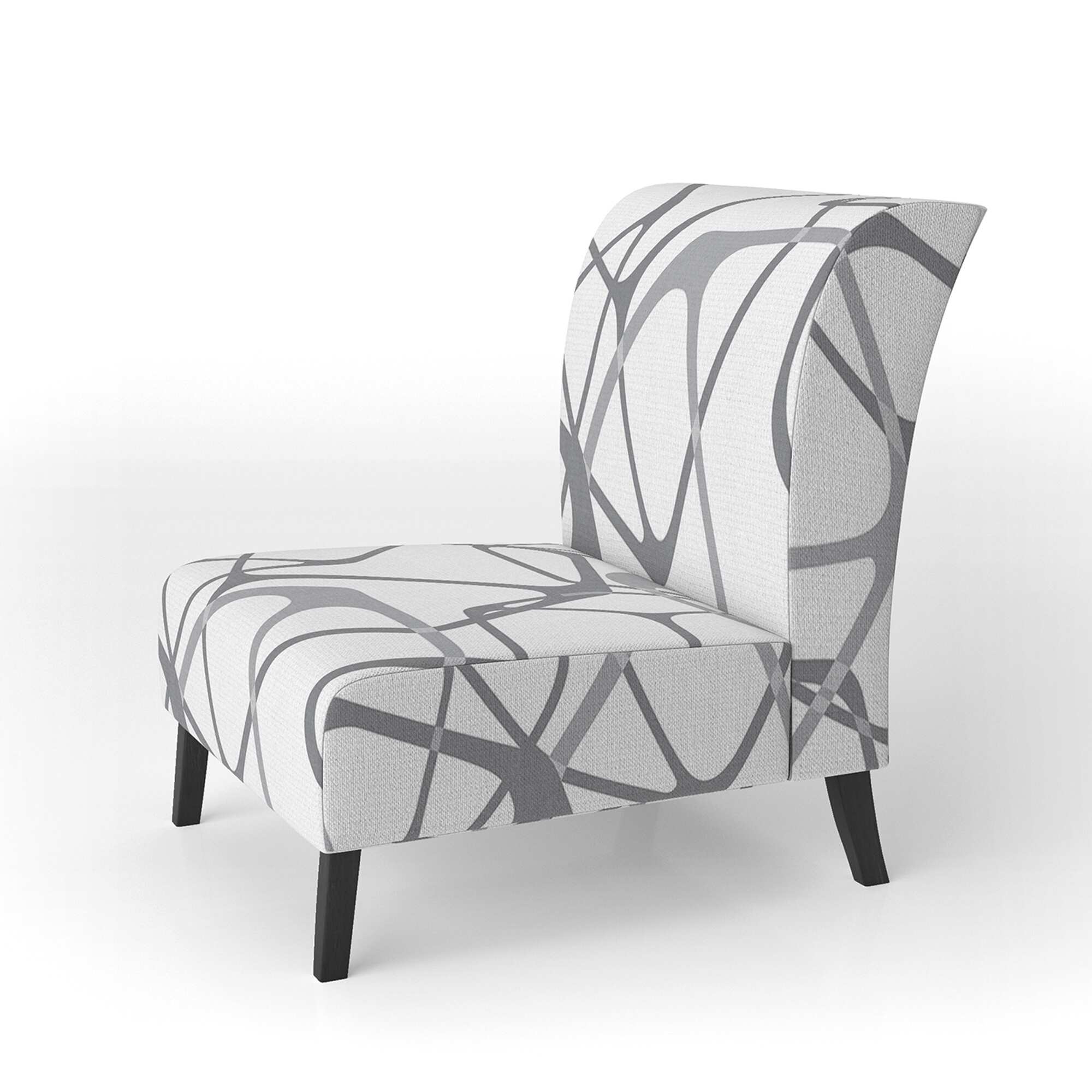 Designart "Abstract Vector Grey Element" Upholstered Patterned Accent Chair and Arm Chair