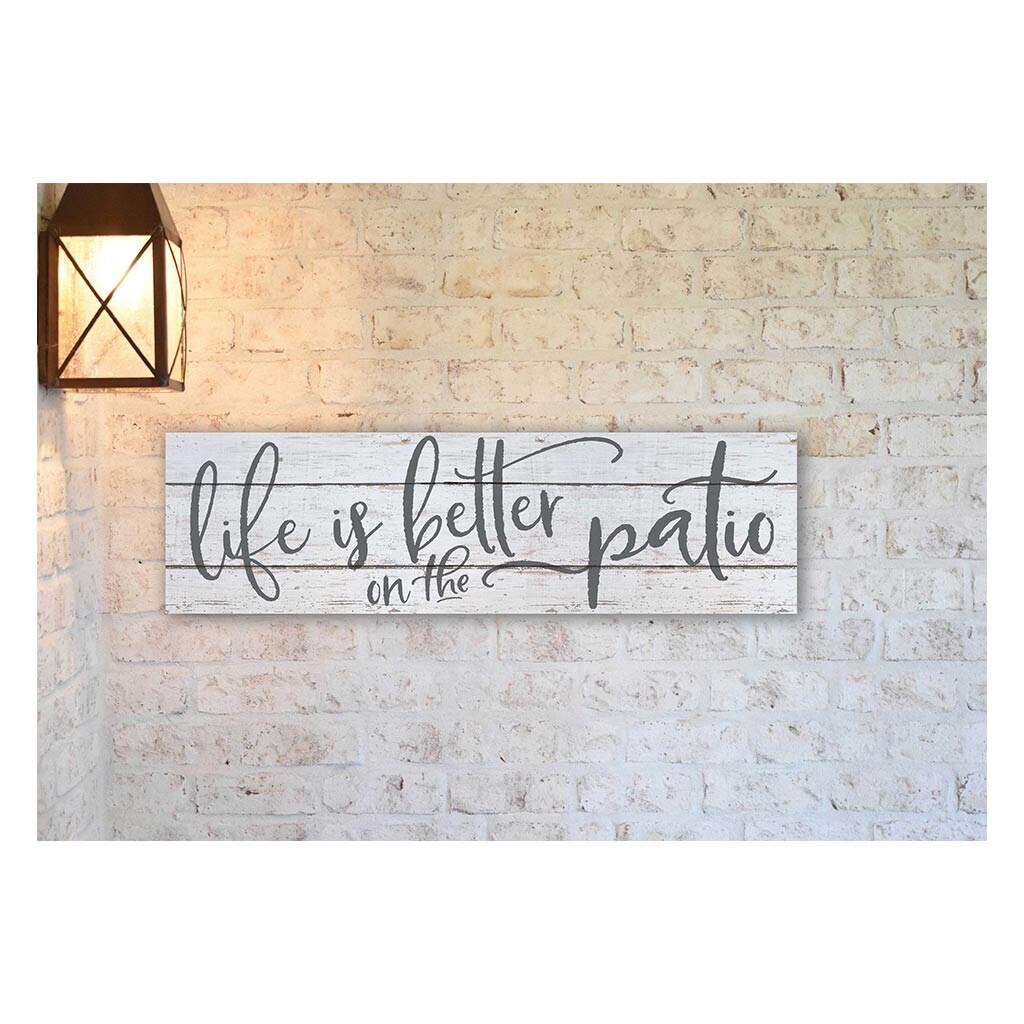 35" White and Gray "Life is Better on the Patio" Outdoor Wall Sign