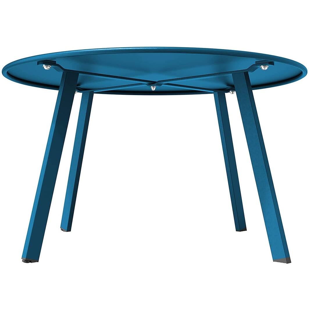 27.6-inch Blue Round Coffee Table Patio Side Table