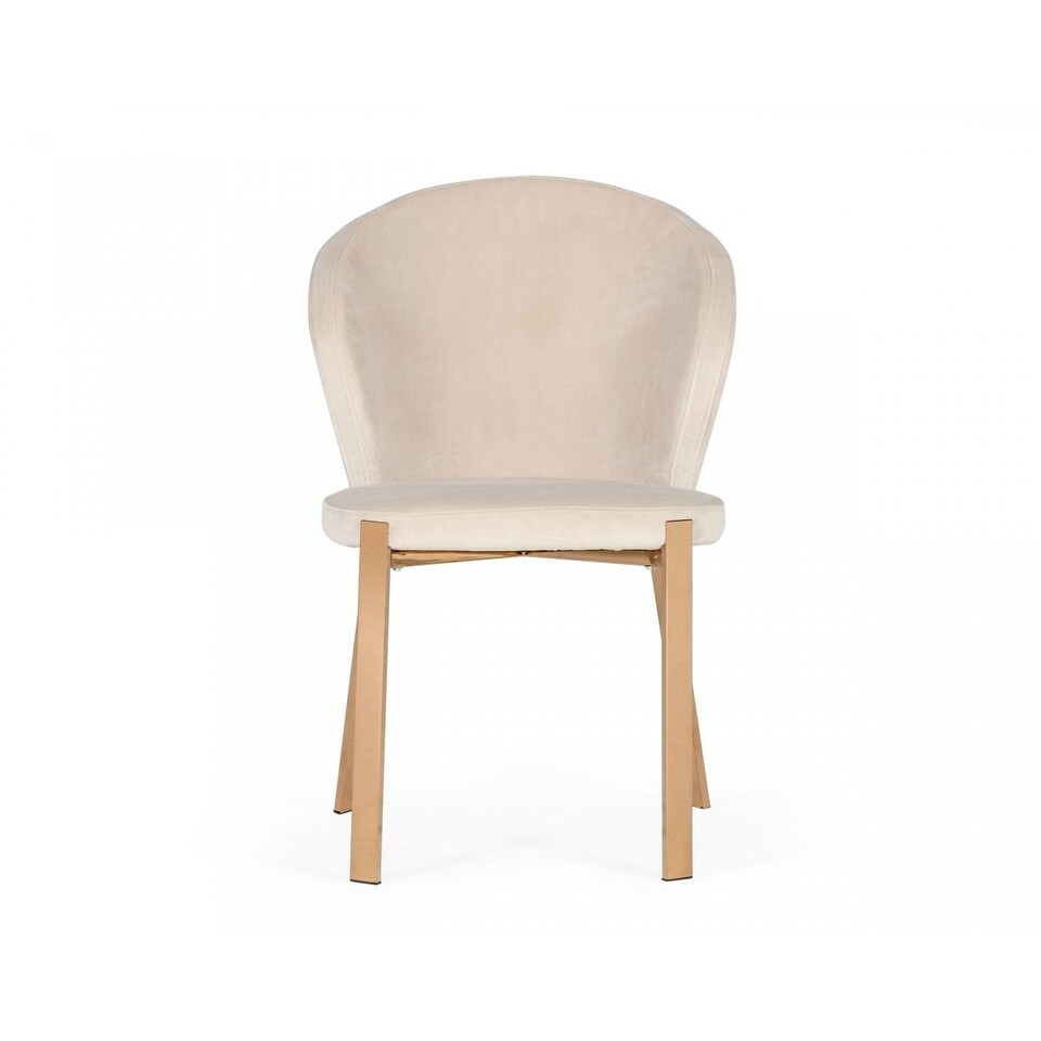 Beige Velvet Rosegold Dining Chair