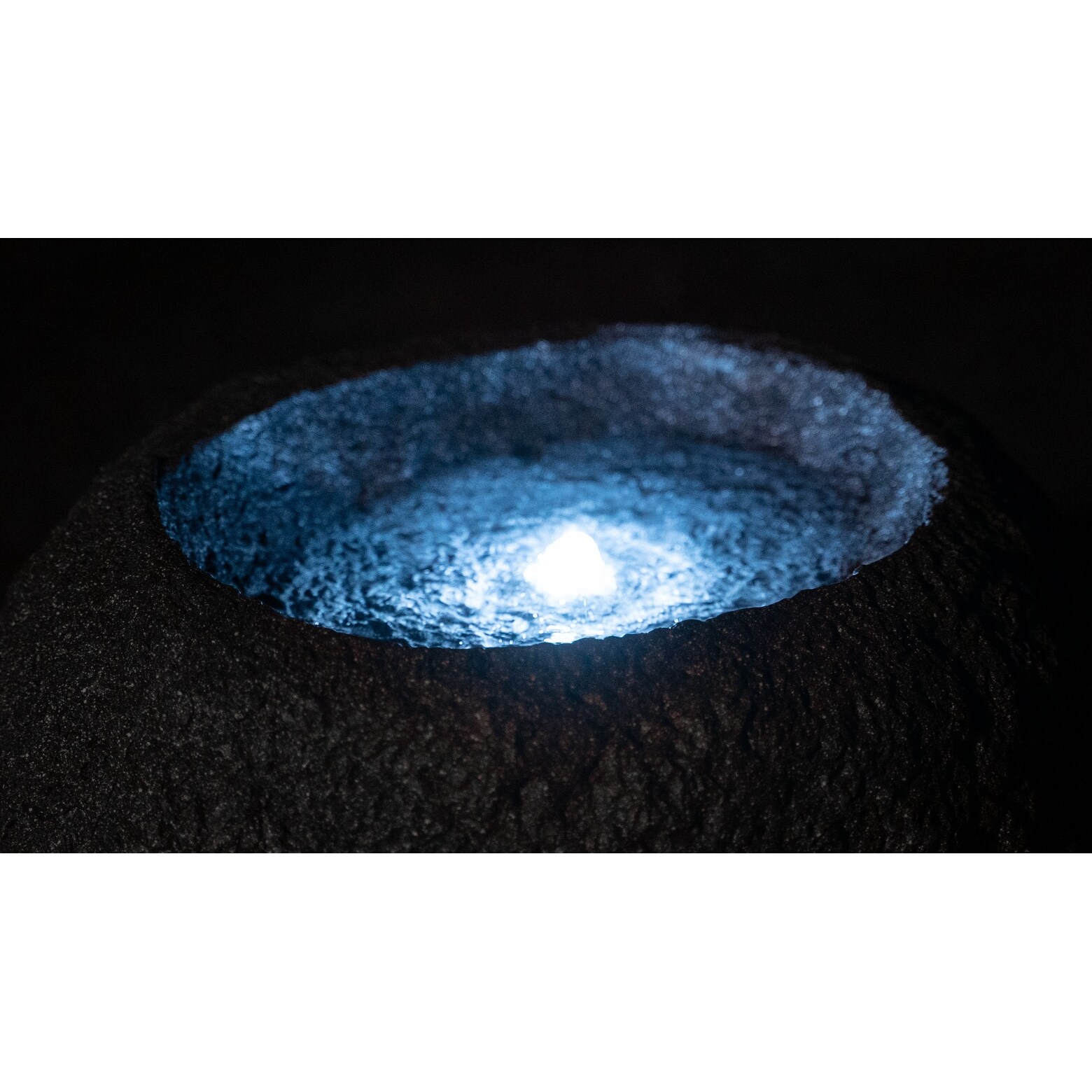 XBrand Round Sphere Stone Textured Water Fountain w/LED Light, Indoor Outdoor Décor, 11.6 Inch Tall, Grey