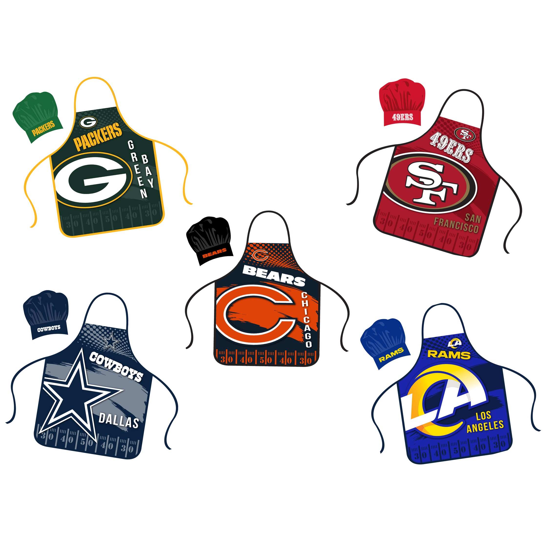 NFL Apron & Chef Hat Set, with Large Team Logo - Los Angeles Rams - 31" x 25"