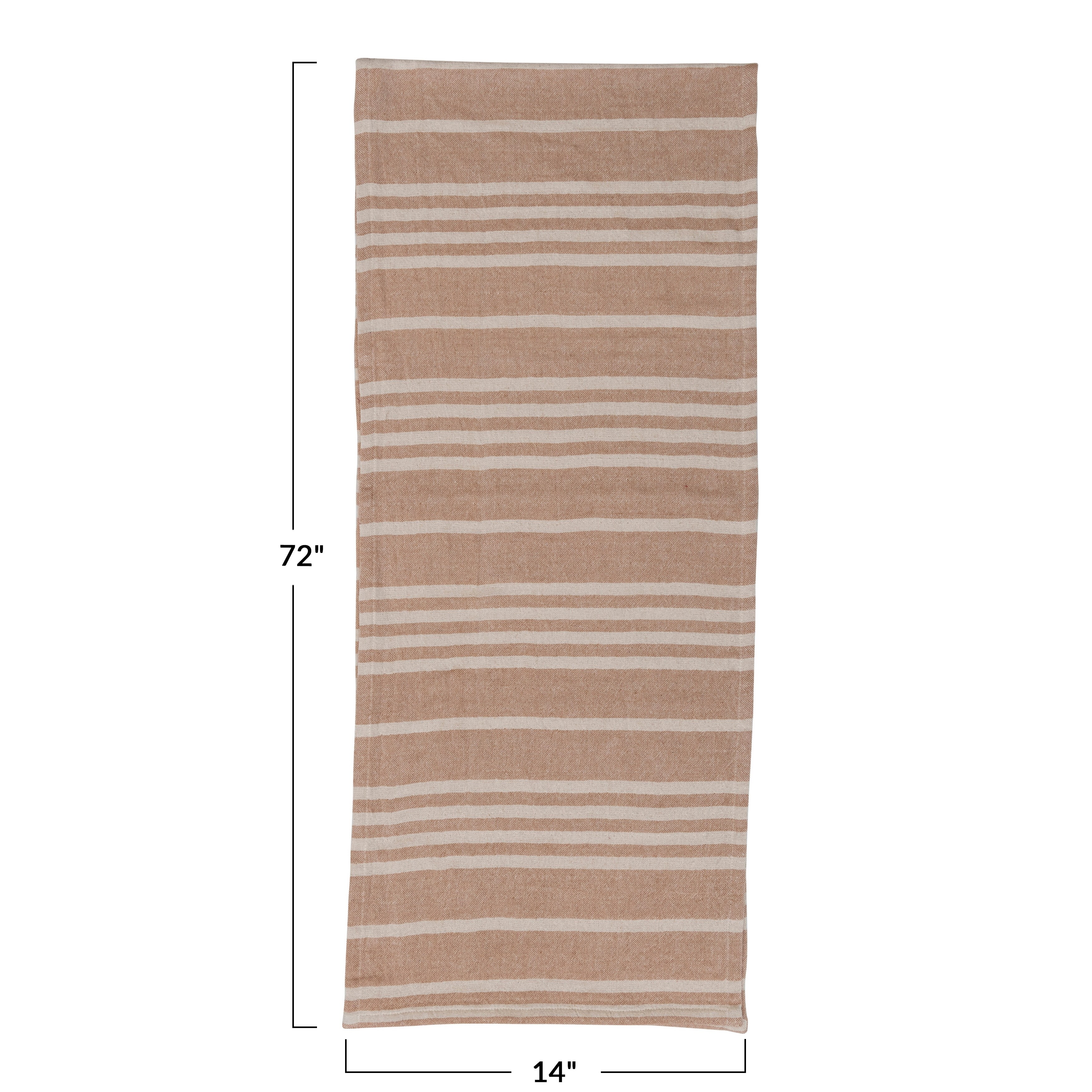 Cotton Double Cloth Table Runner with Stripes - 72.0"L x 14.0"W x 0.3"H