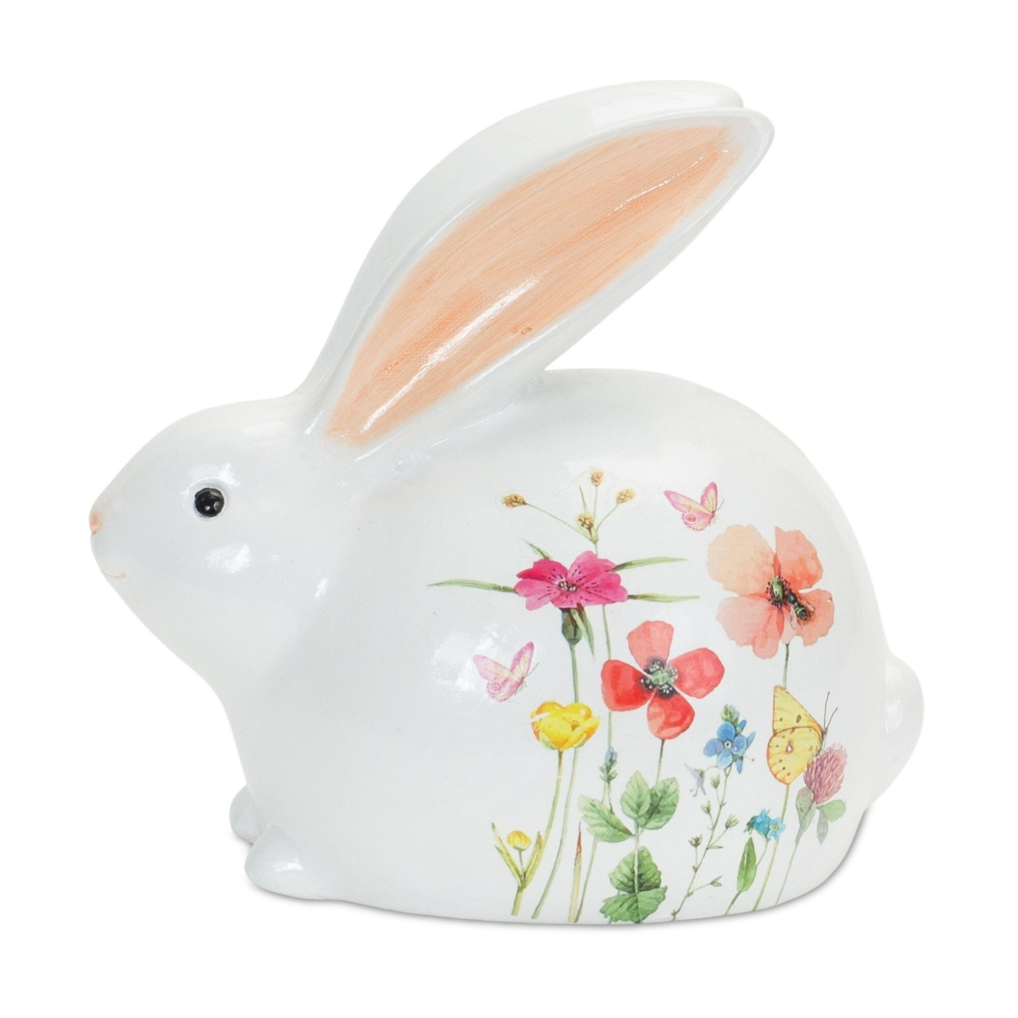 Set of 4 Floral Bunny Tabletop Figurines 6.5"