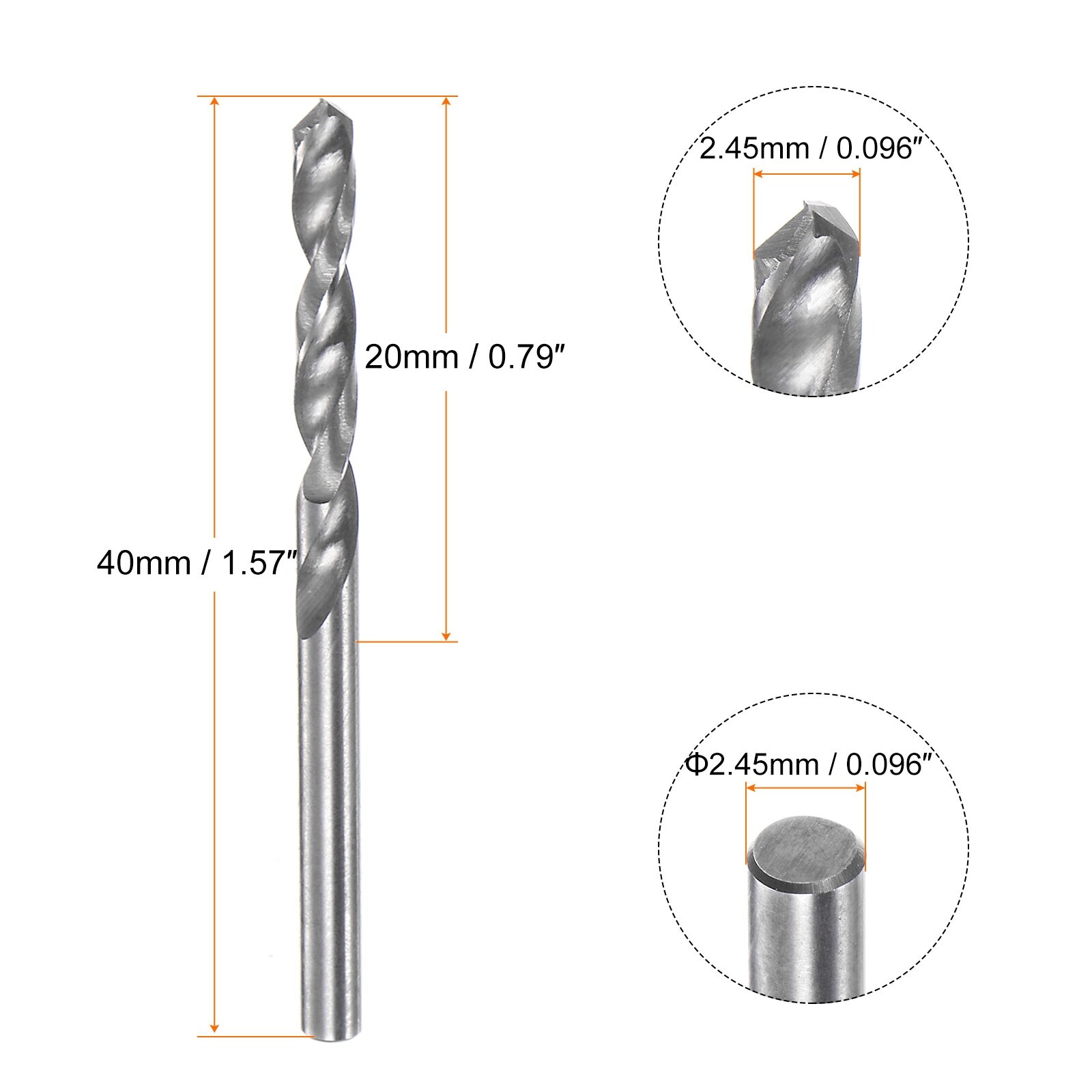 1.75mm C3/K10 Tungsten Carbide Precision Straight Shank Twist Drill Bit - Silver Tone