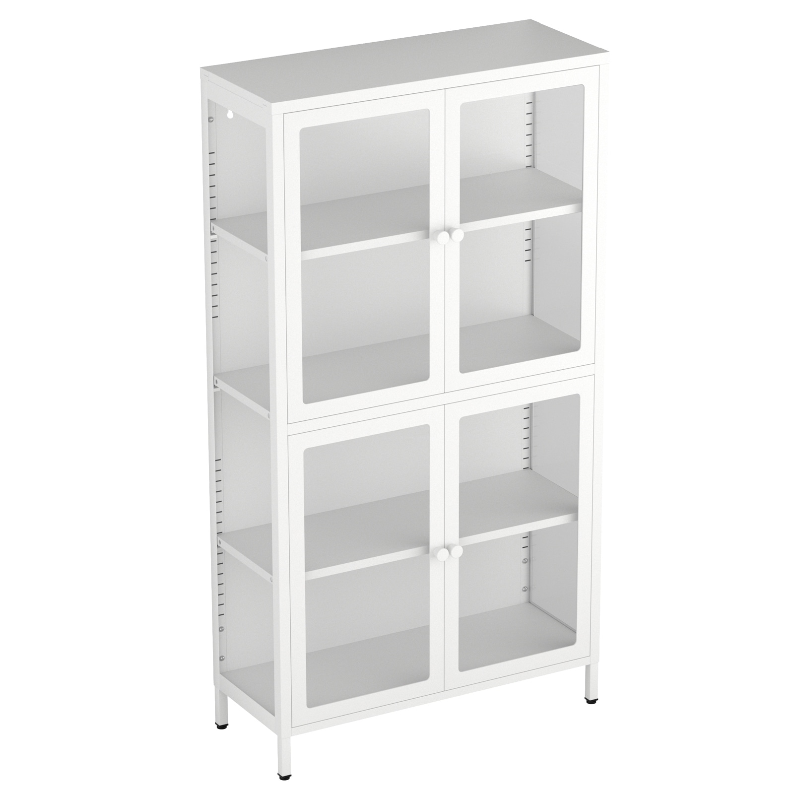 Four Glass Door Storage Cabinet with Adjustable Shelves