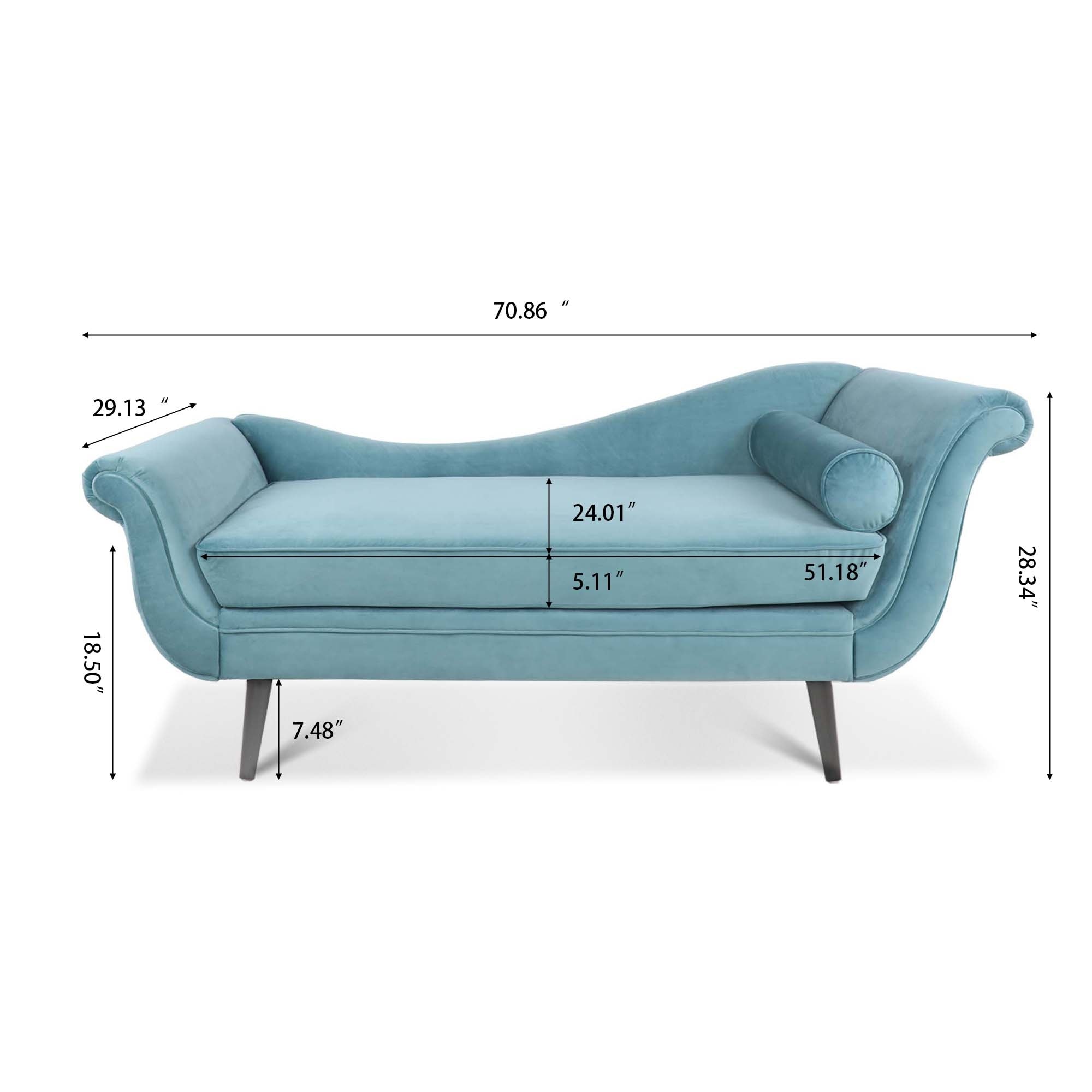 Contemporary Chaise Lounge with Concave Back and Reel Arm Design