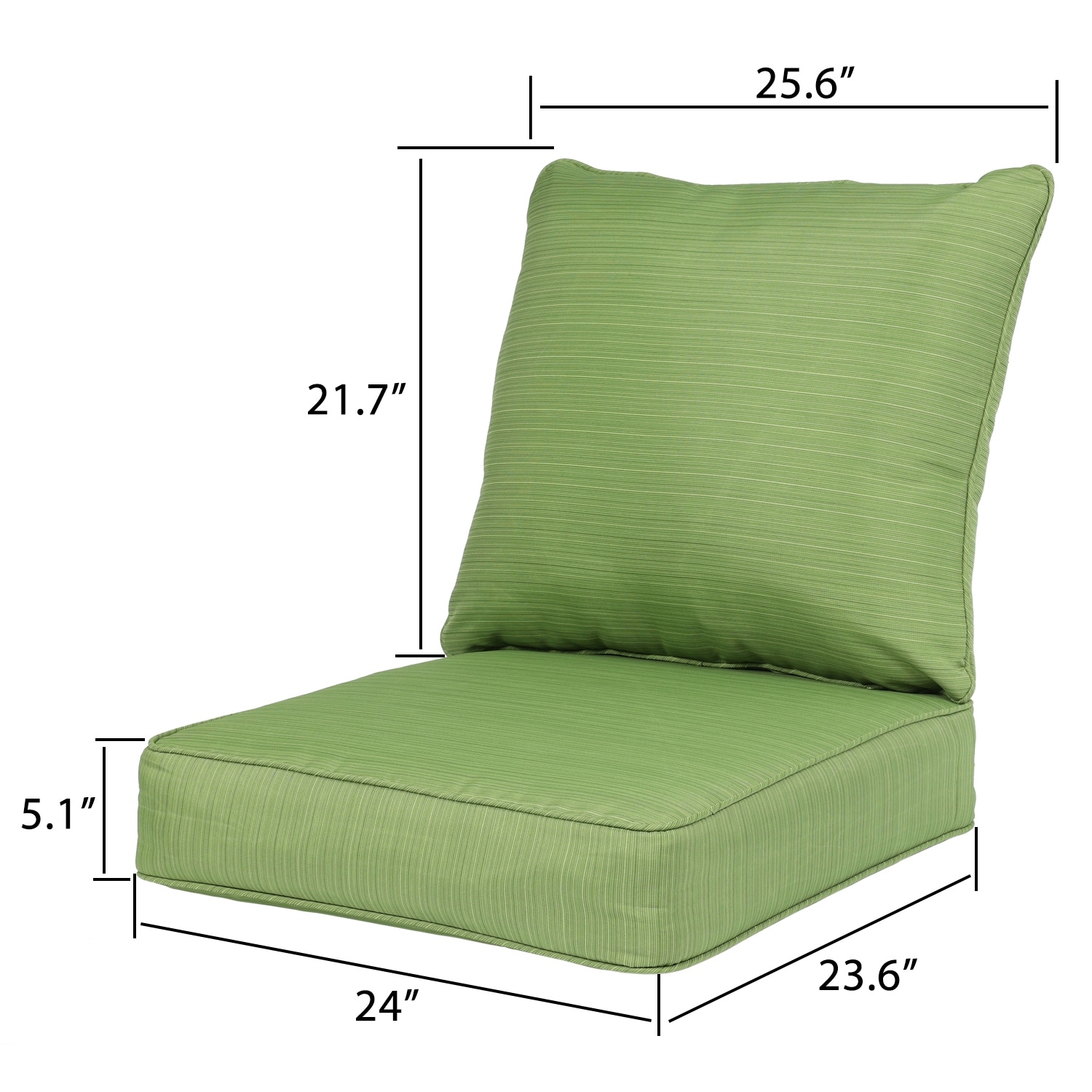 Aoodor 24'' x 23.6'' Outdoor Patio Deep Seating Cushion with Ties Sofa - Set of 2 - N/A