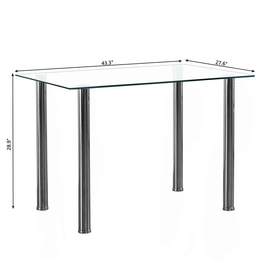 Modern Rectangular Tempered Glass Dining Table