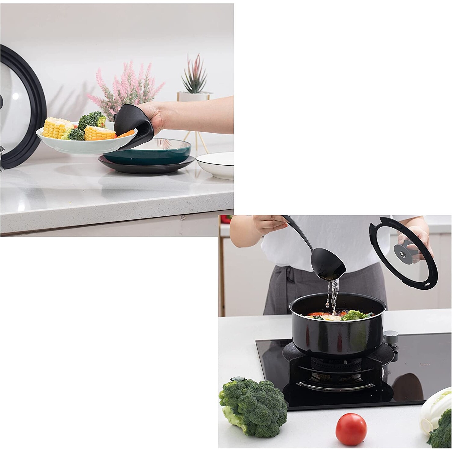 23 Pieces Non-Stick Cookware Set,Stackable Pans and Pots Set with Removable Handles