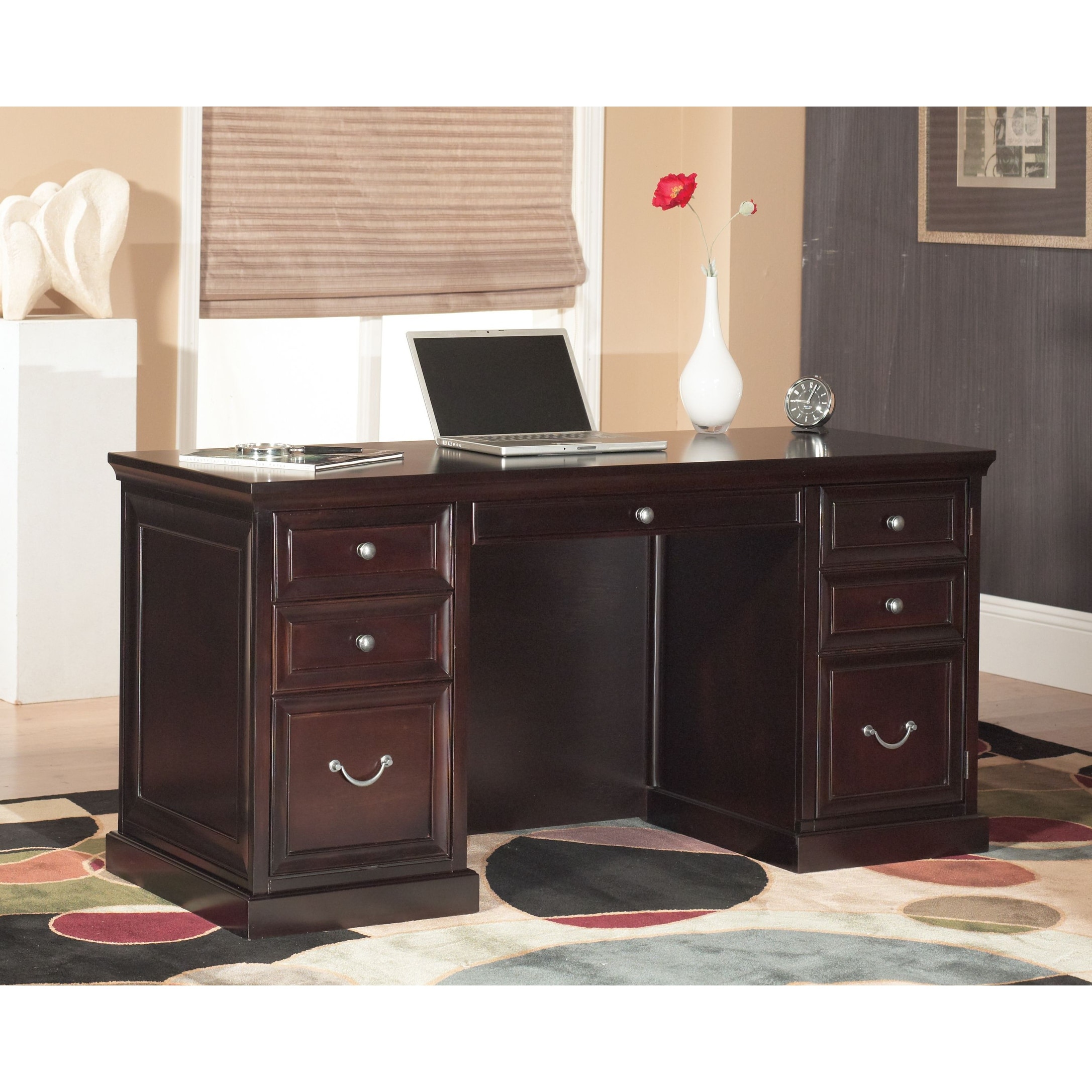 68" Executive Wood Desk, Office Desk, Writing Table, Brown