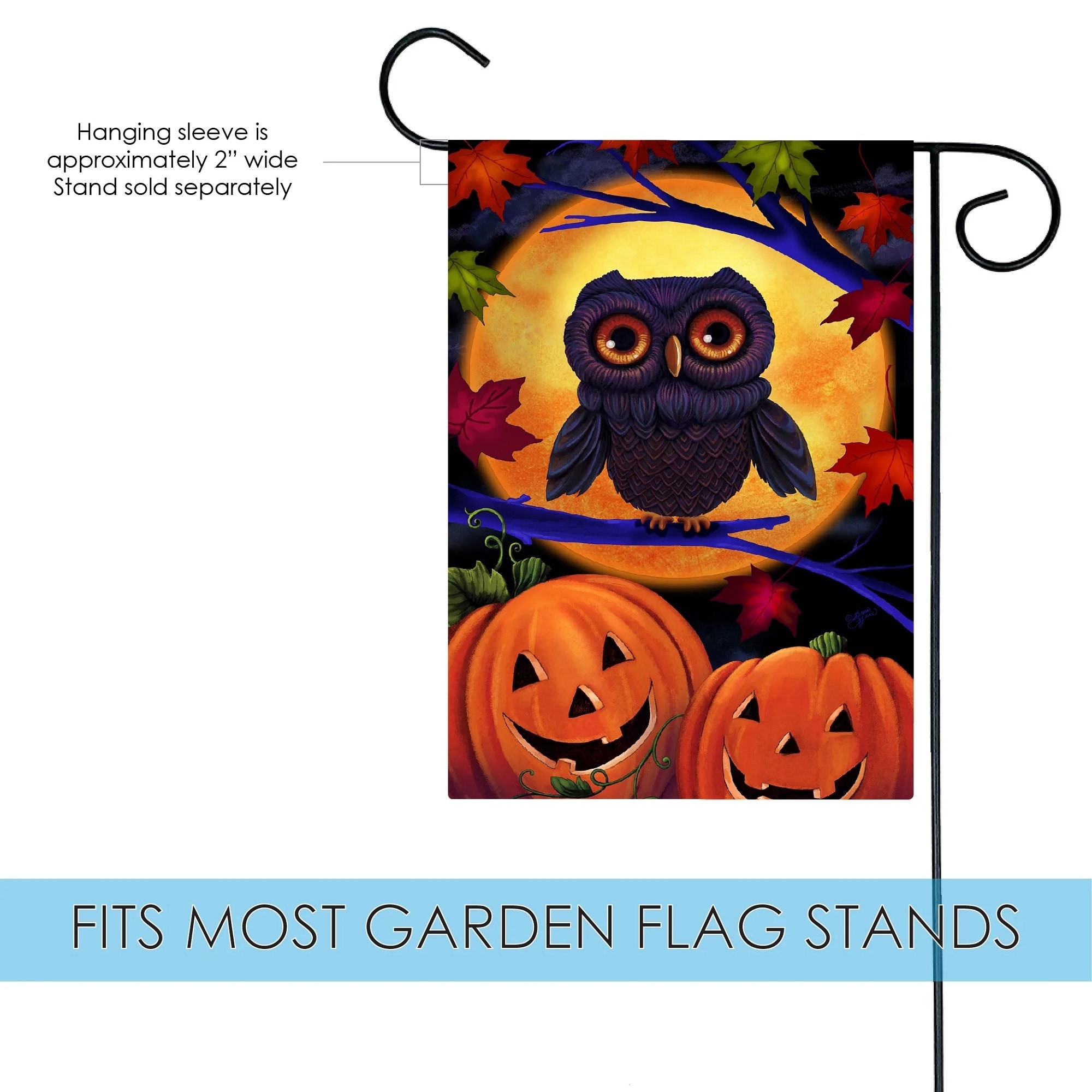 Owl and Jack-O-Lantern Halloween Outdoor Garden Flag 18" x 12.5"