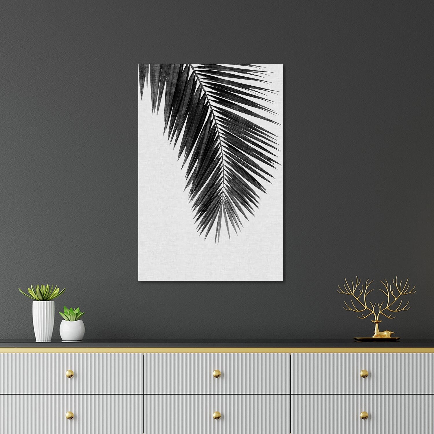 Palm Leaf I B&W Print On Acrylic Glass by Orara Studio