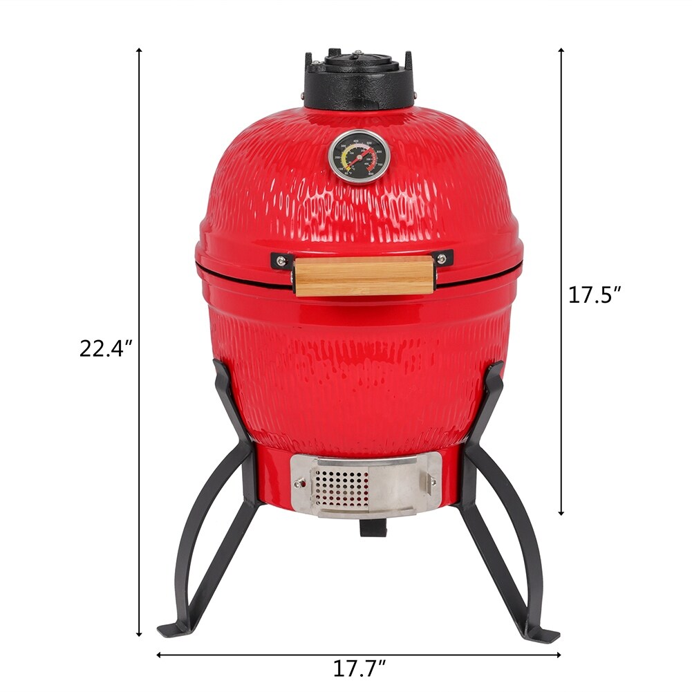 13in Round Ceramic Charcoal Grill,Red