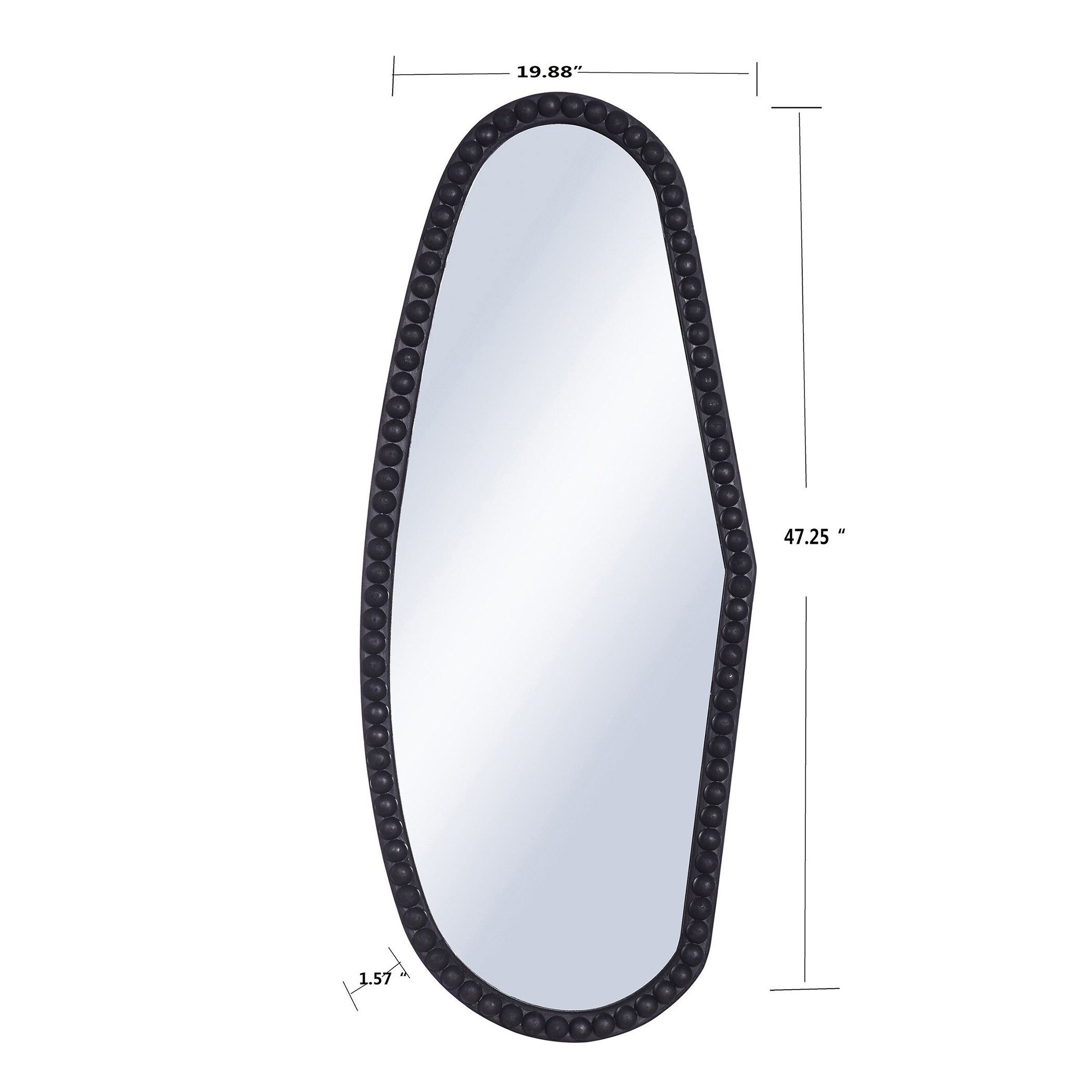Mirror With Organic Shape And Knob Frame - Matte Black Finish