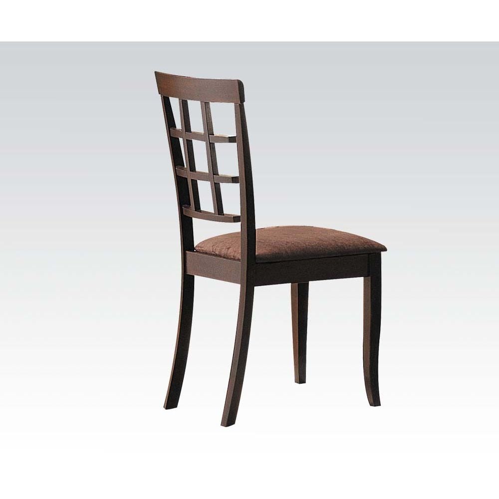 Cardiff Side Chair (Set-2)Dining Room Side Chair,Upholstered Dining Room Chair in Dark Brown Microfiber & Espresso