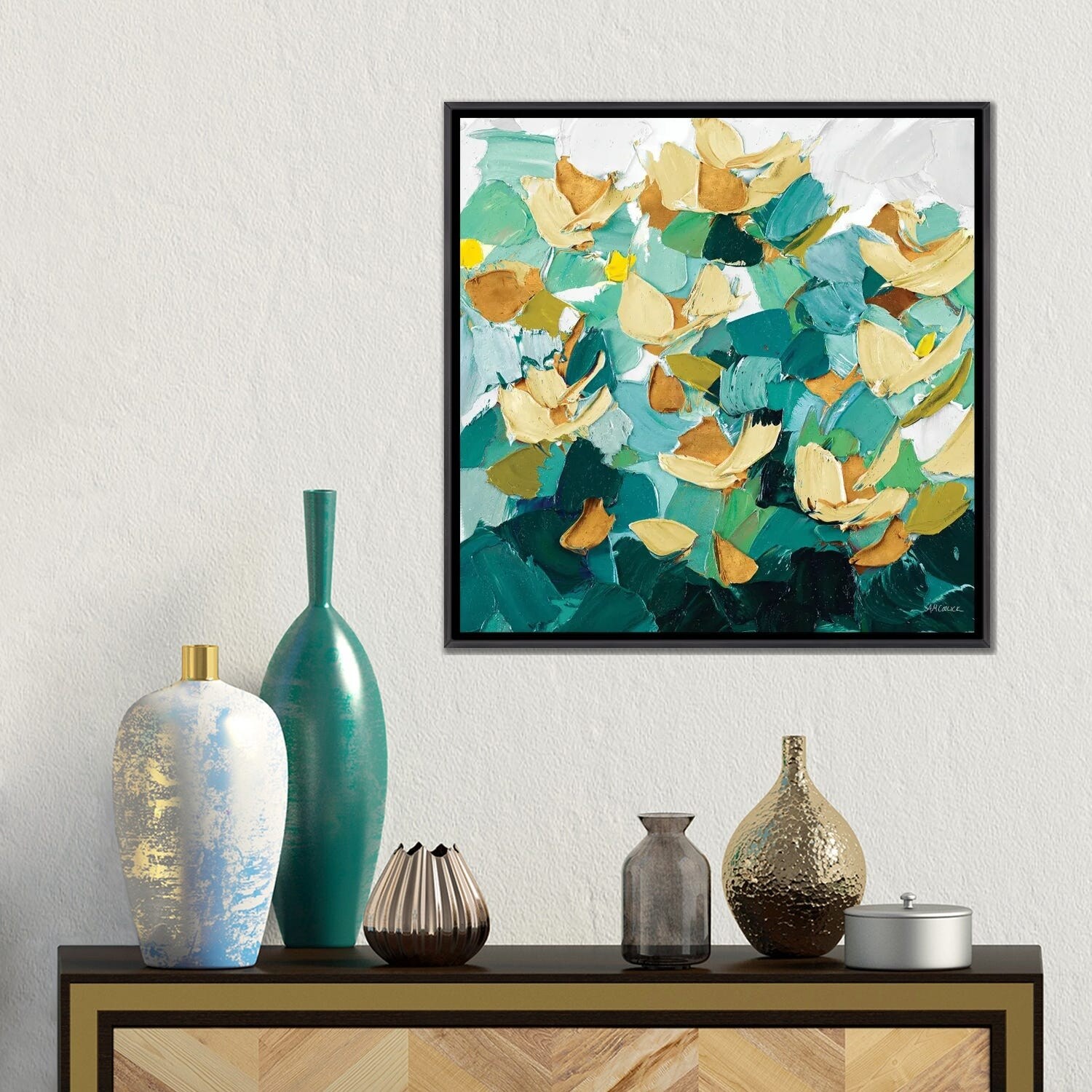iCanvas "Gold and Teal Dream" by Ann Marie Coolick Framed