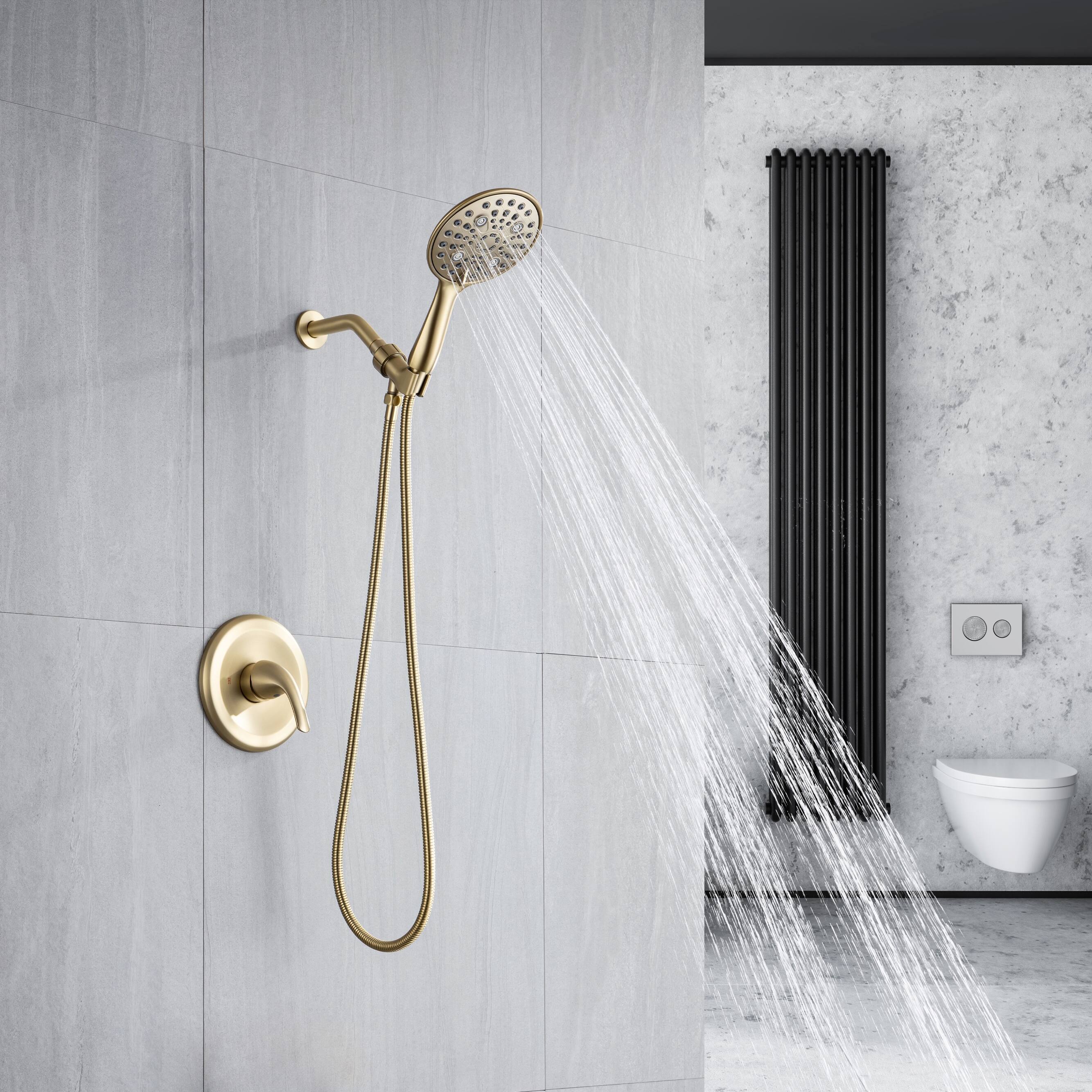 6 In. Detachable Handheld Shower, Temperature Control , Brushed Gold Finish with Brass