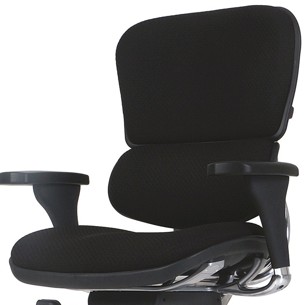 HomeRoots Black Fabric Tufted Seat Swivel Adjustable Task Chair Fabric Back Steel Frame - 26.5