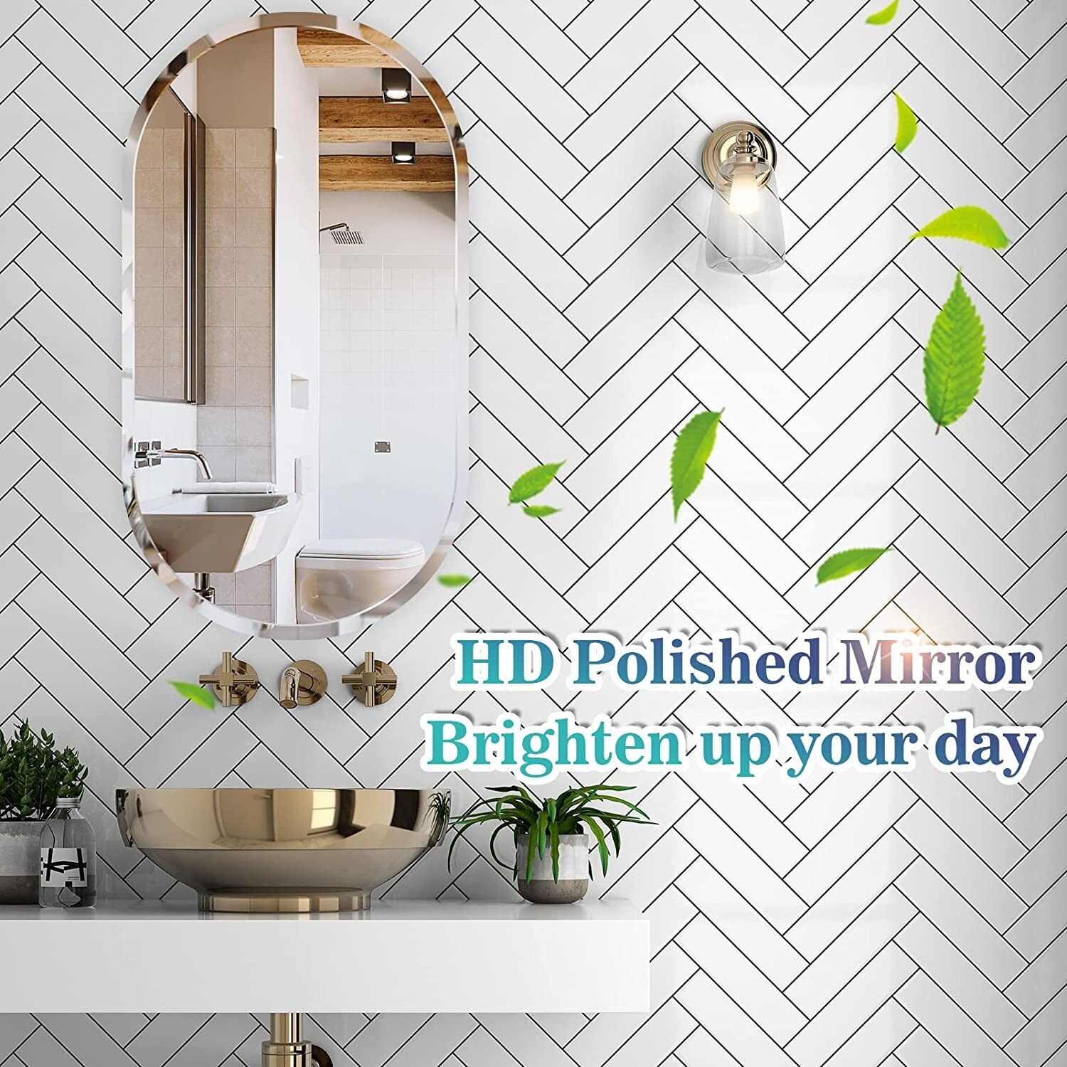 Arched Frameless Mirror 24 x 36 Inch - Beveled Polished Edge - Arch Hanging Wall Mounted Mirror for Bathroom