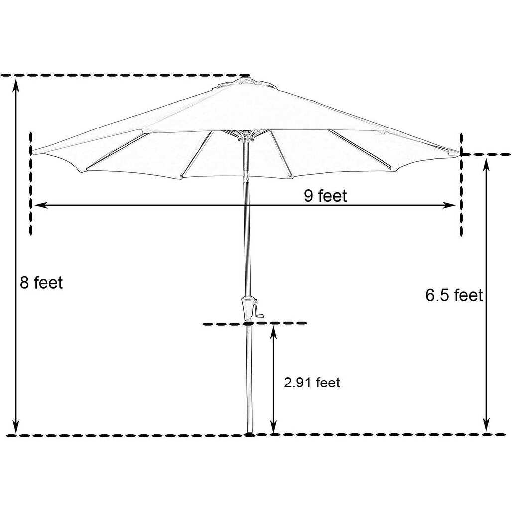 9 Ft Outdoor 100% Sunbrella Fabric Patio Umbrella with 8 Steel Ribs, Fade-resistant, Highly UV-resistant and Water-resistant