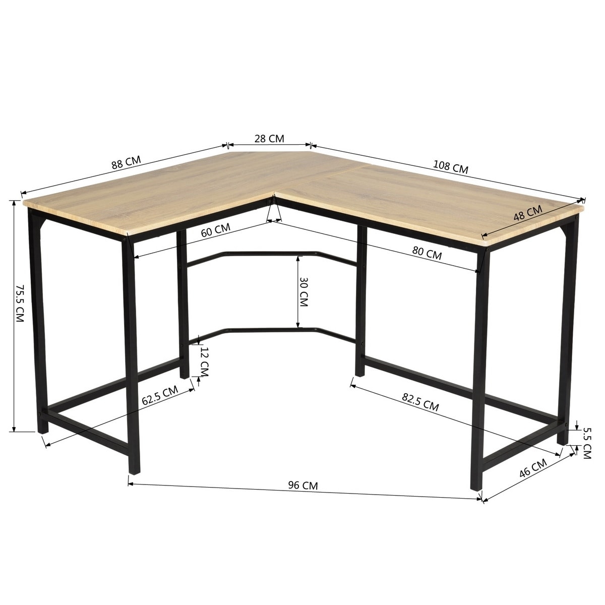 Modern Style L Shaped Computer Desk PC Laptop Table Wood Workstation,Suitable for Corporate Office, Home Office, Etc