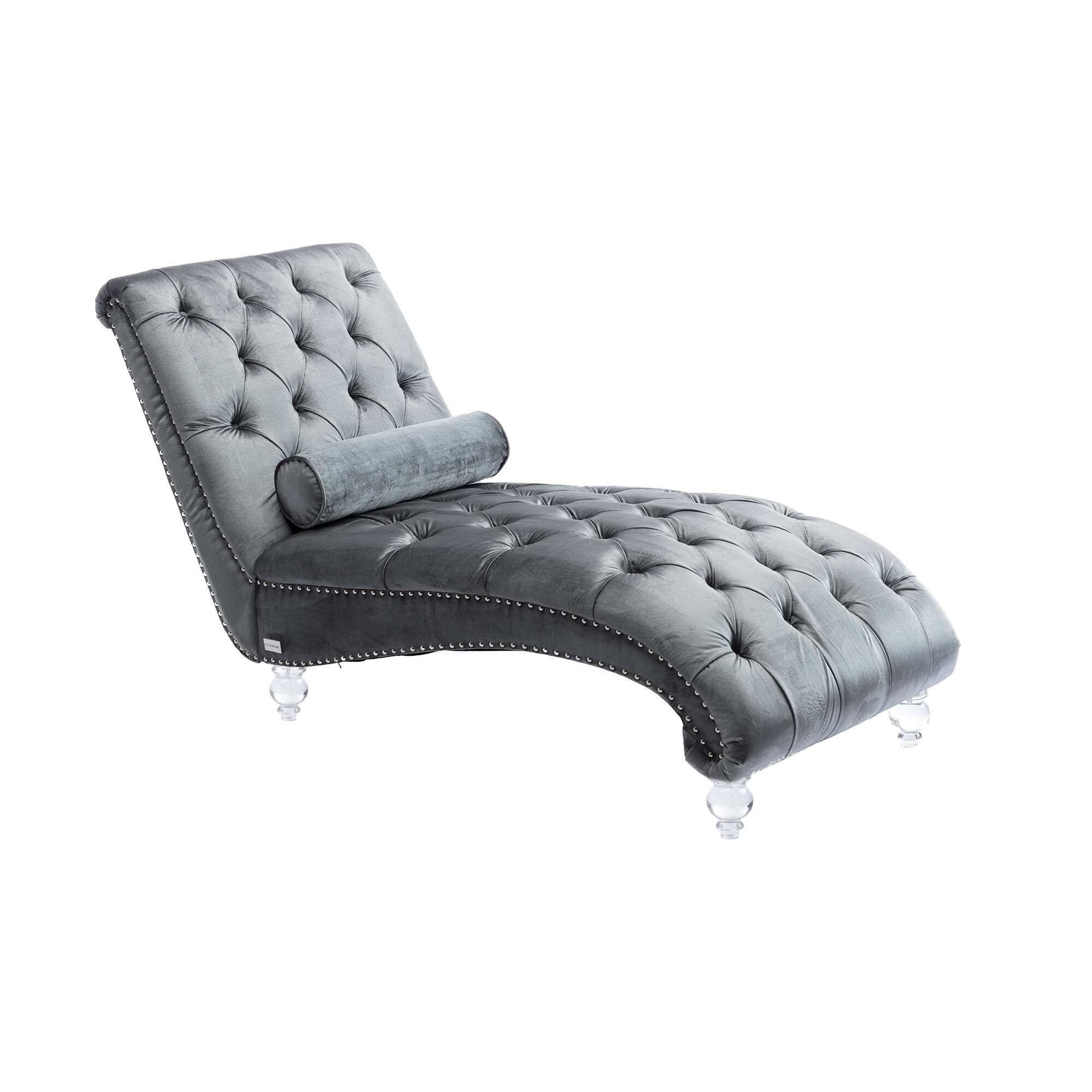 Modern Luxury Style Leisure Concubine Sofa with Solid Acrylic Feet, Comfortable Sleeper Chair for Adults