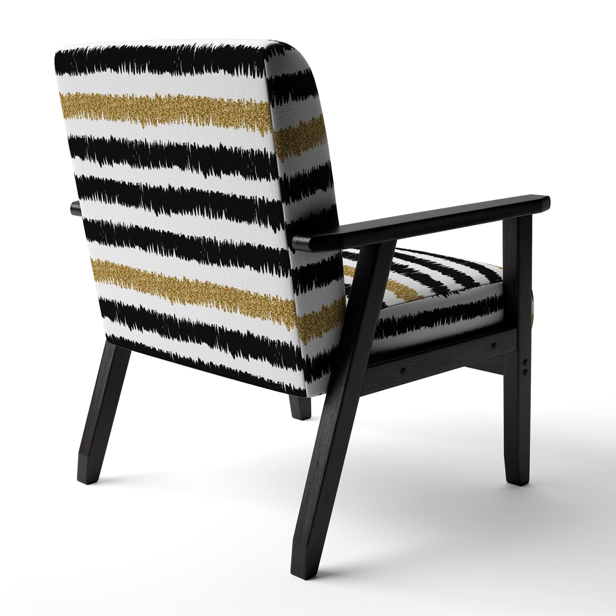 Designart "Black Striped Pattern" Upholstered Patterned Accent Chair and Arm Chair