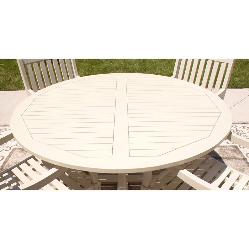 Bridgeport Round Wood Outdoor Patio Dining Table - Off - White - 60 x 60 x 29