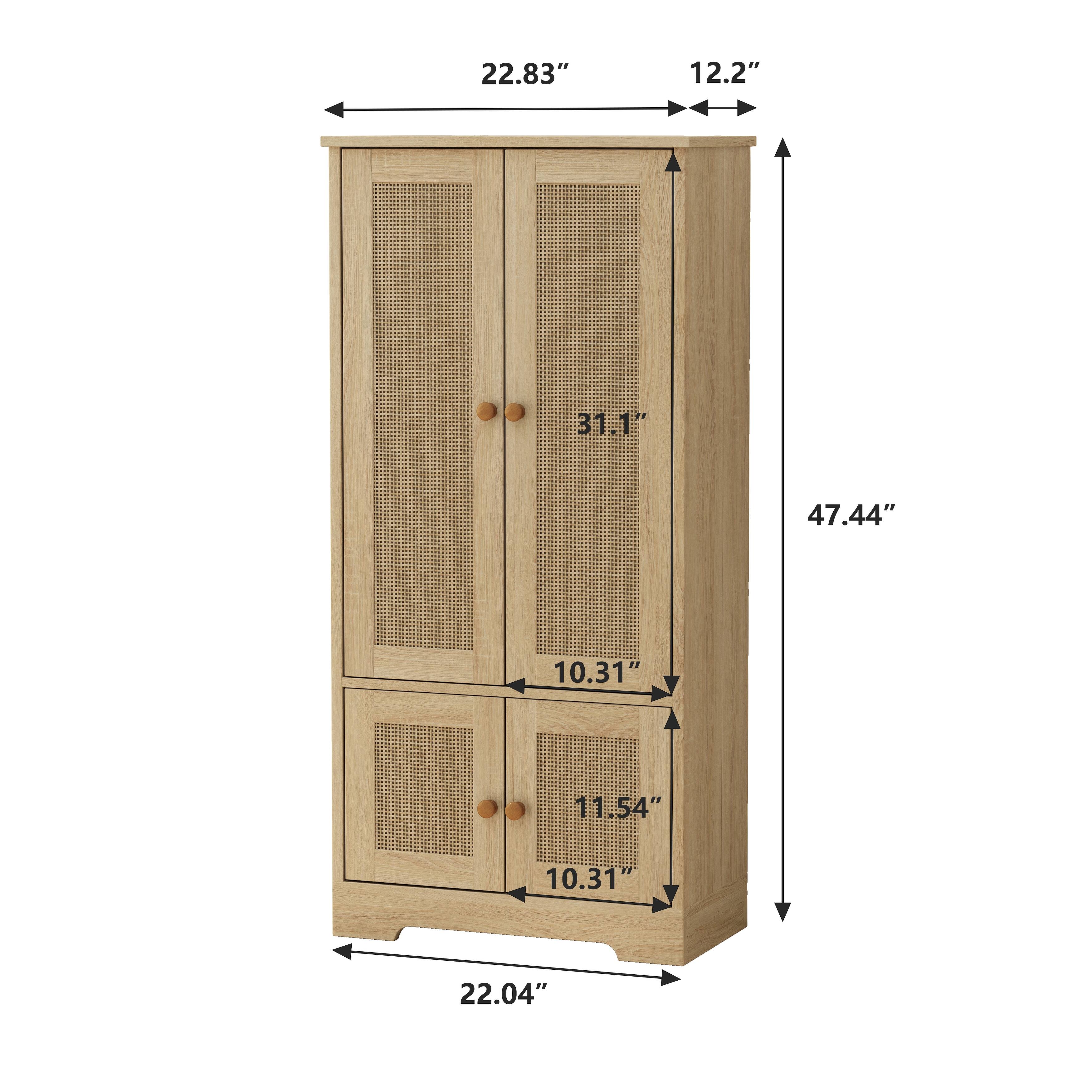 Elegant and Functional 4-Door Rattan Decorative Storage Cabinet,for Bedroom,Living Room