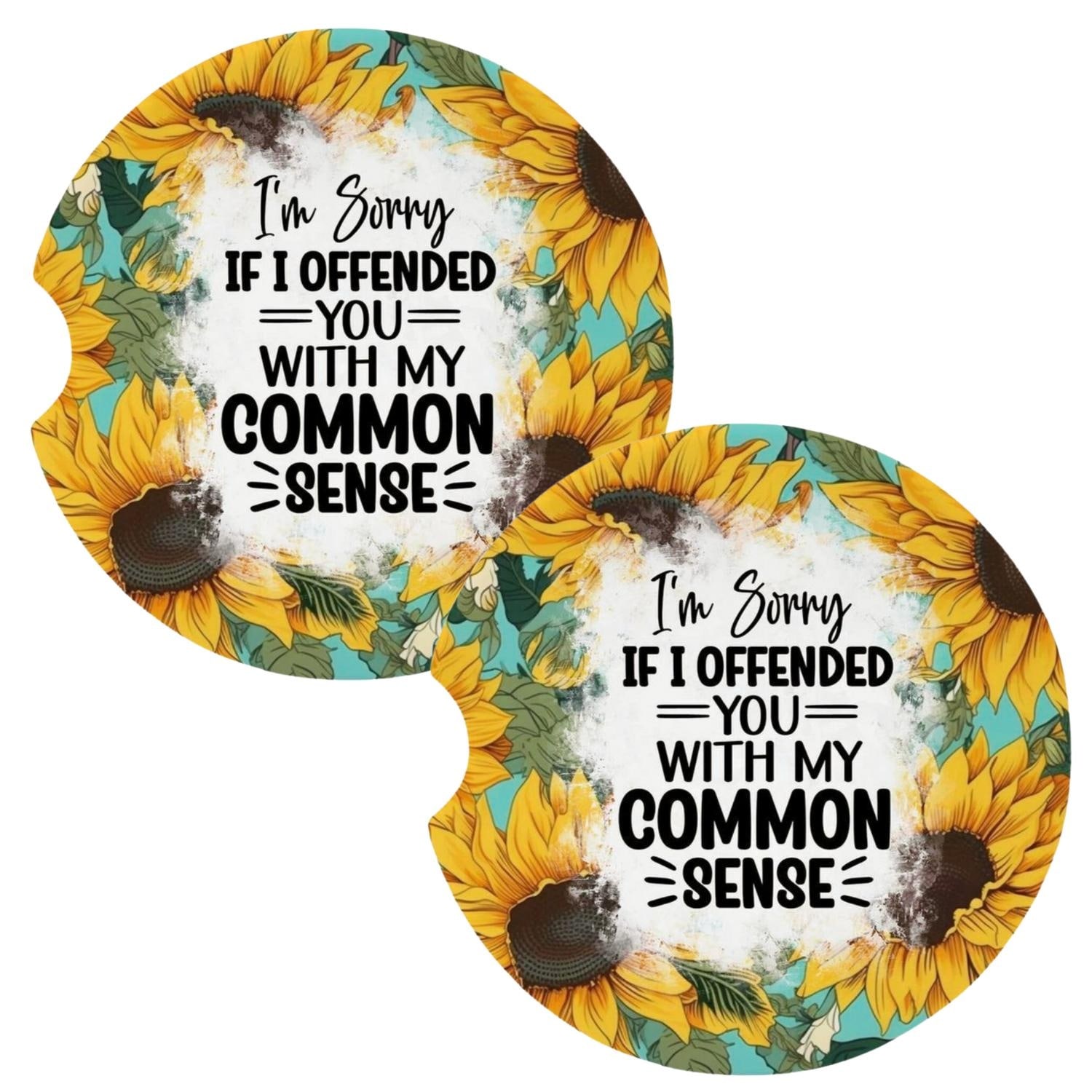 Sorry If I Offended You Snarky Funny Coasters for Car Cup Holders Set of 2 - Multi