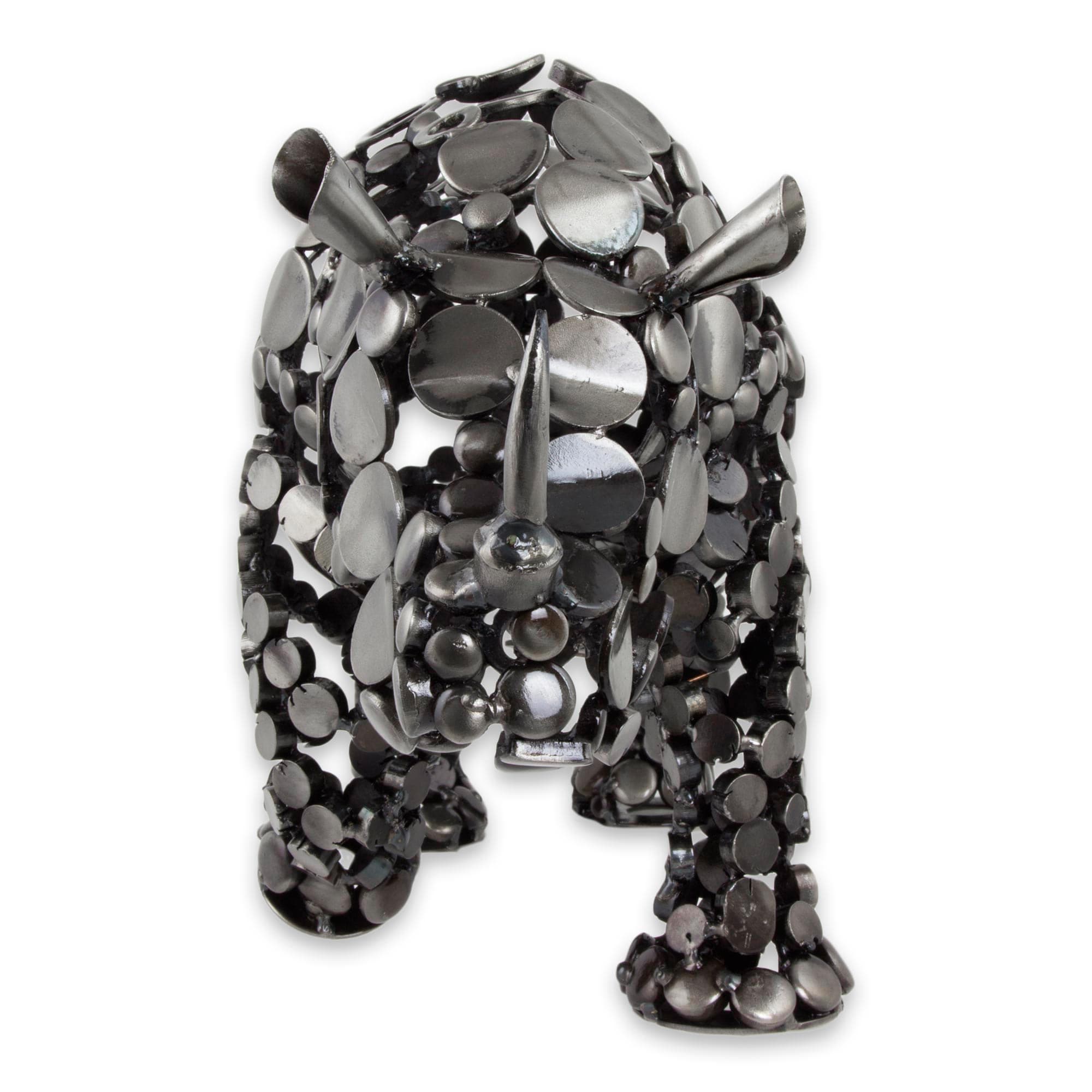Novica Handmade Rustic Rhino Upcycled Metal Sculpture