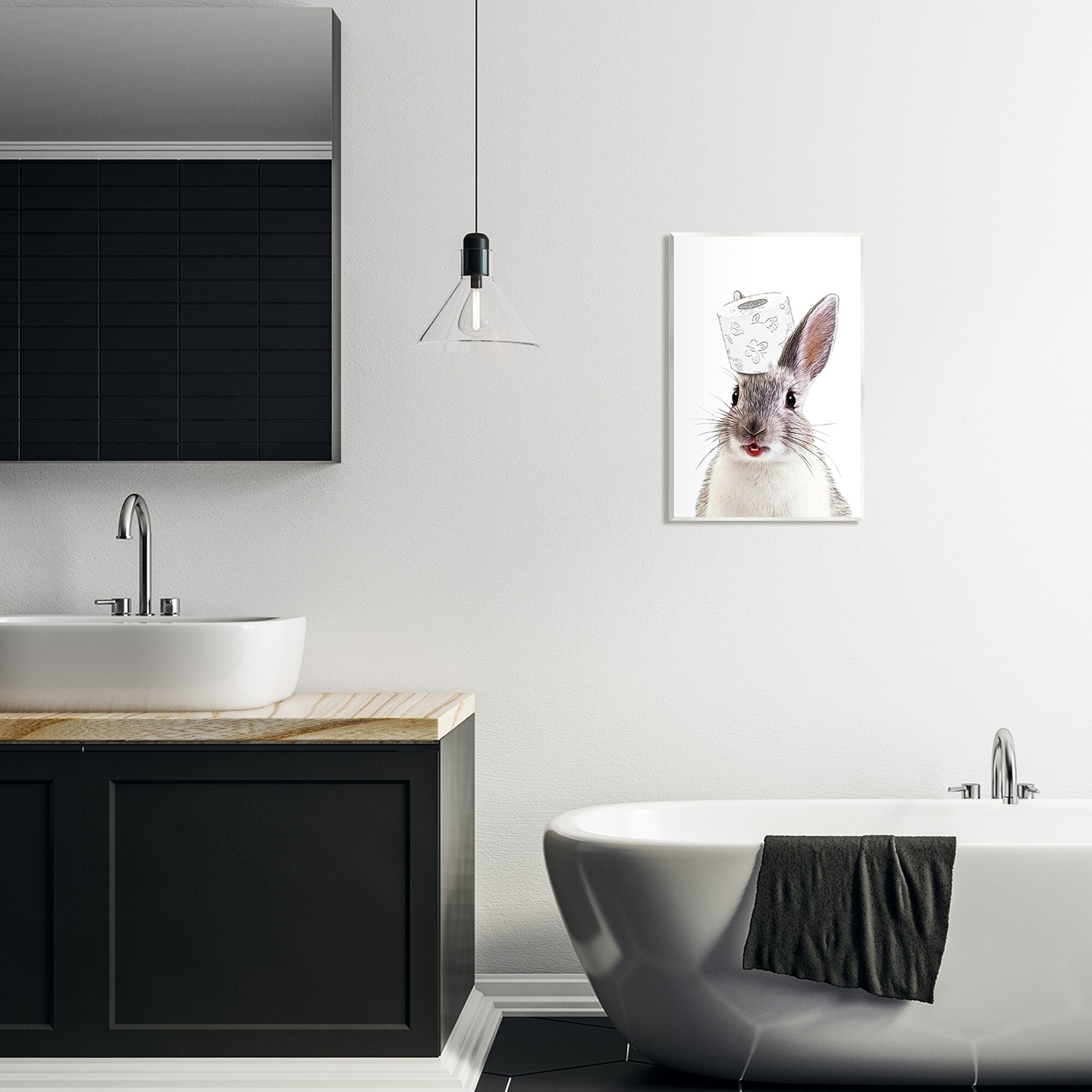 Stupell Industries Rabbit Balancing Toilet Paper Wall Plaque Art by Annalisa Latella