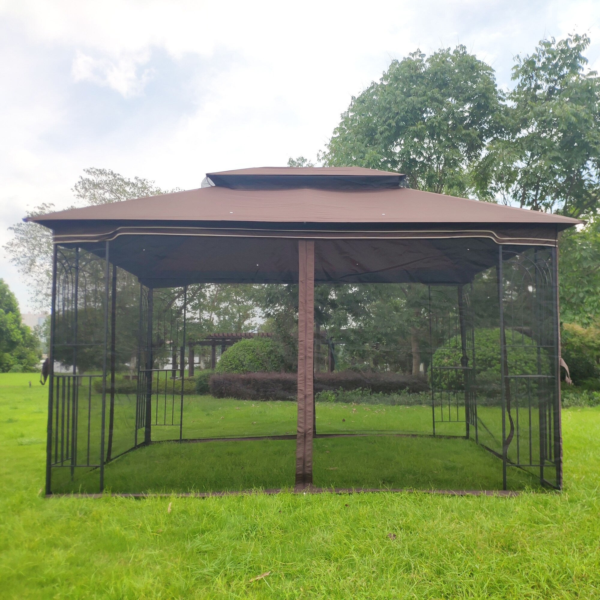 13' x10' Outdoor Patio Gazebo with Ventilated Double Roof & Detachable Mosquito Net, Suitable for Lawn, Garden, Backyard & Deck