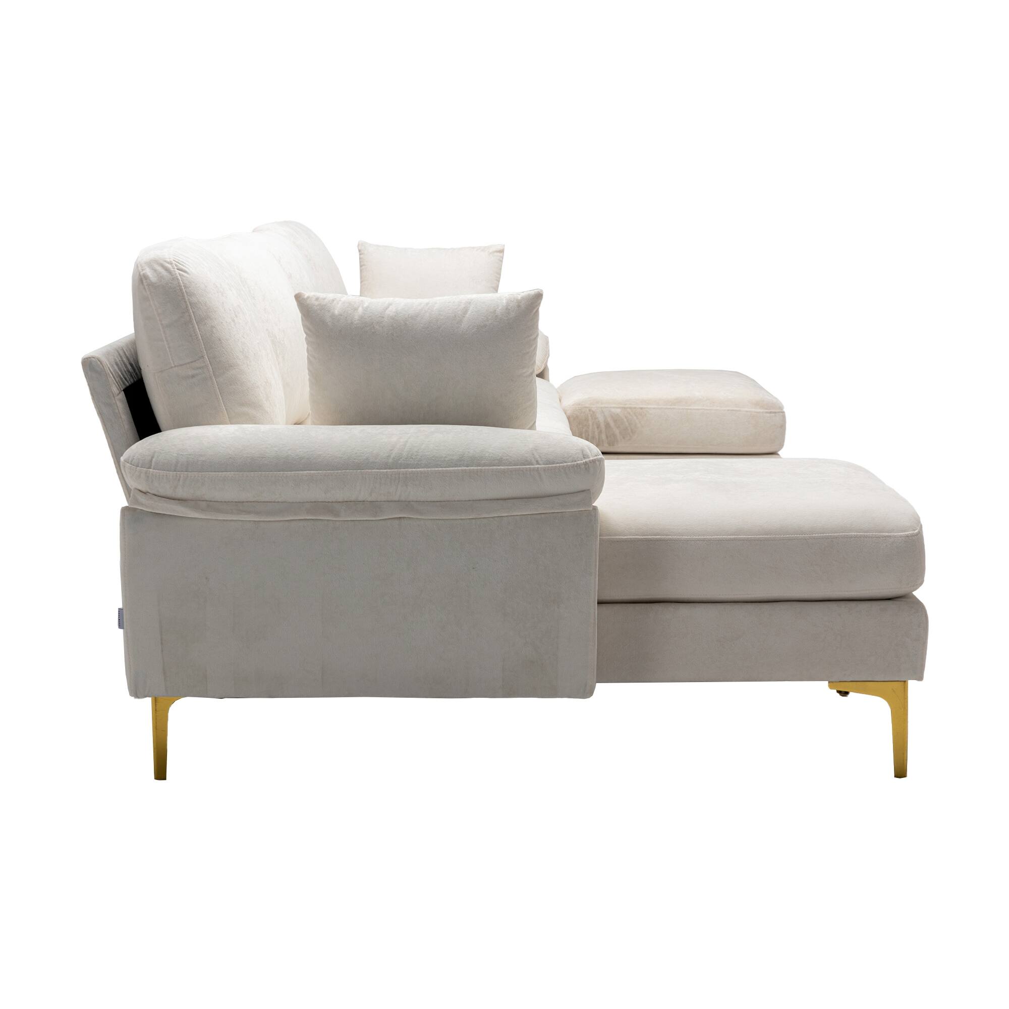 Mondern L- shape Accent Sofa Set/ Living Room Sofa Sectional Sofa Sets with Metal Leg and Ottoman, for Badroom