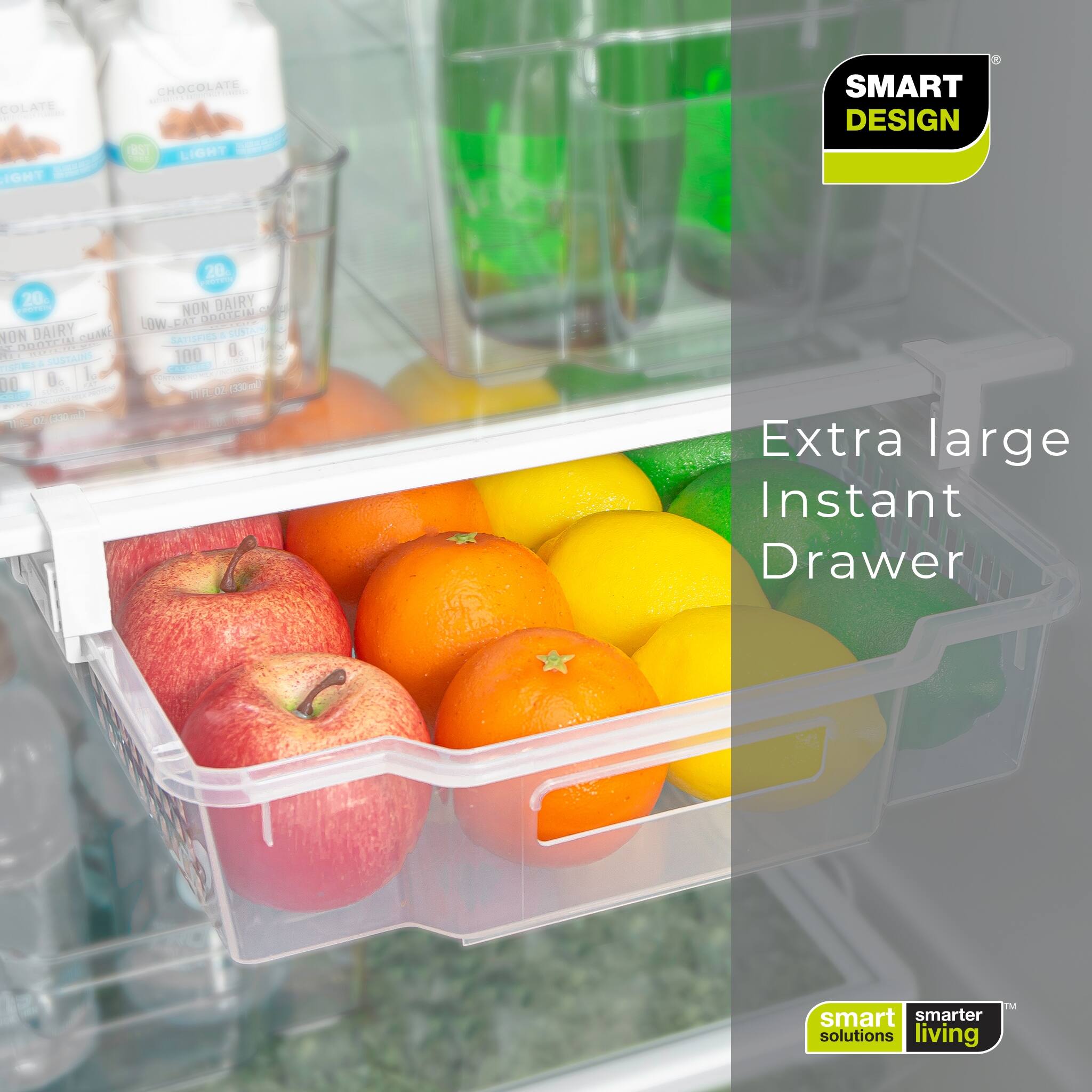 Smart Design Adjustable Pull Out Refrigerator Drawer - Extra Large