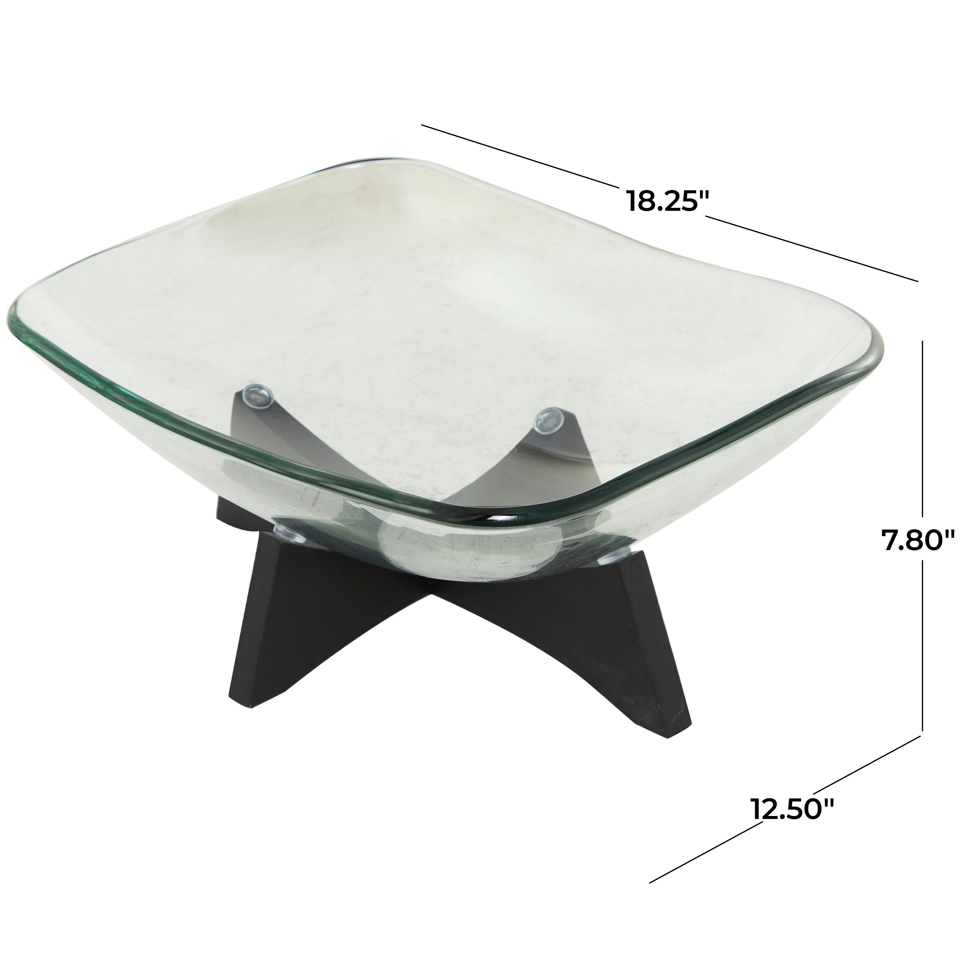 Clear Glass Kitchen Serving Bowl with Black Wooden Stand