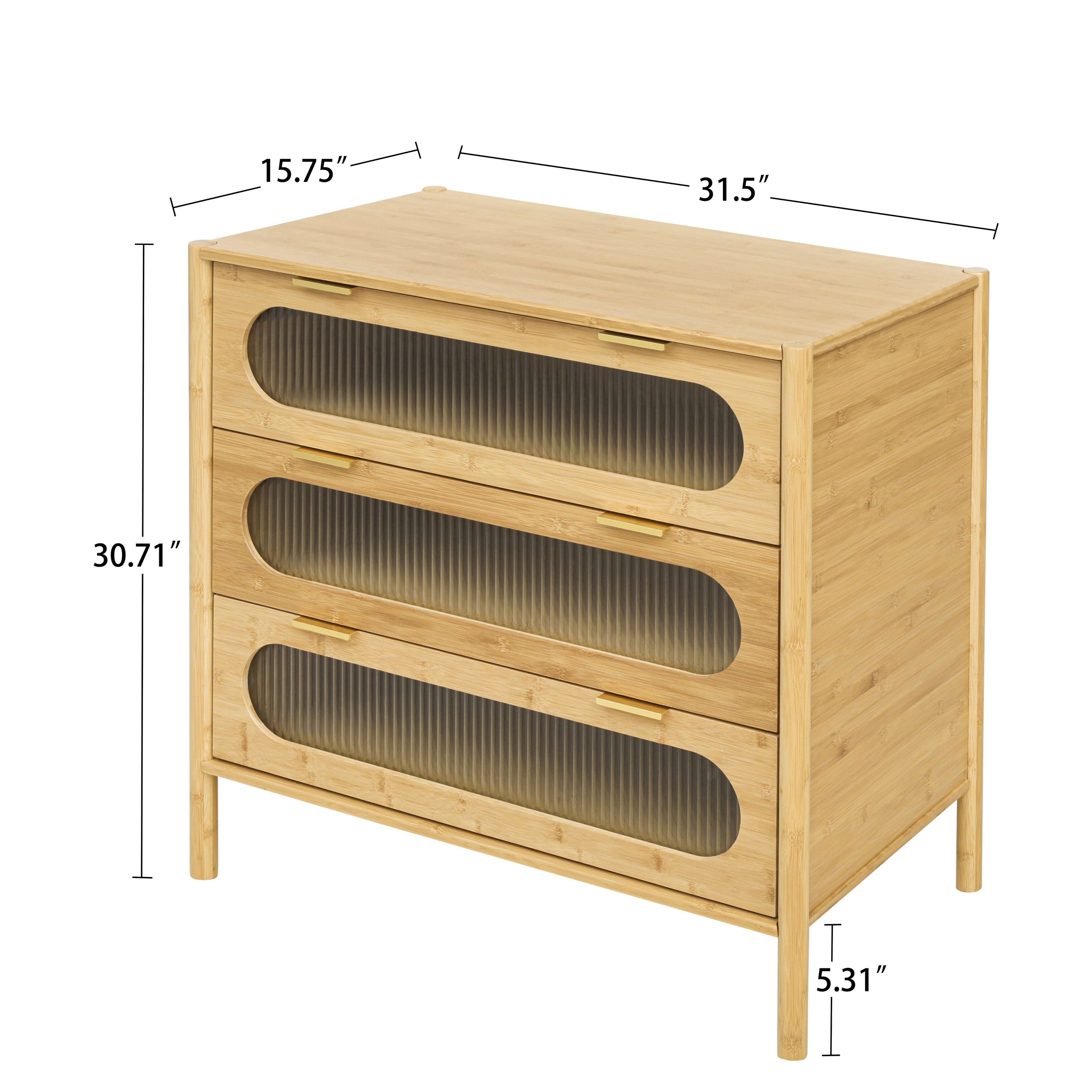 Bamboo 3 Drawer Buffet Sideboard Storage Cabinet
