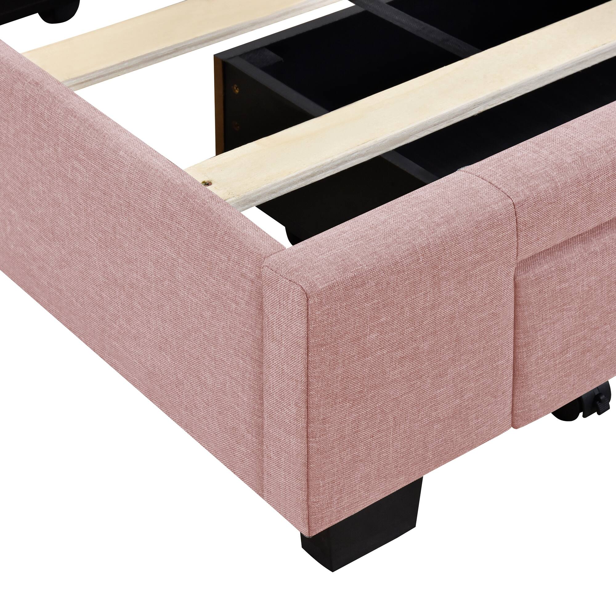 Wooden Queen Size 3 Drawers Storage Bed Linen Upholstered Platform Bed