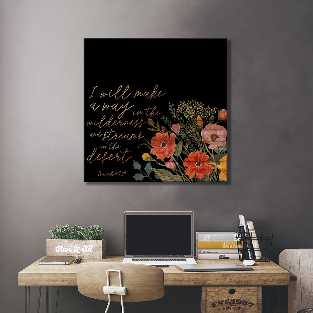 Floral Faith IV Print On Wood by Studio W - Multi-Color