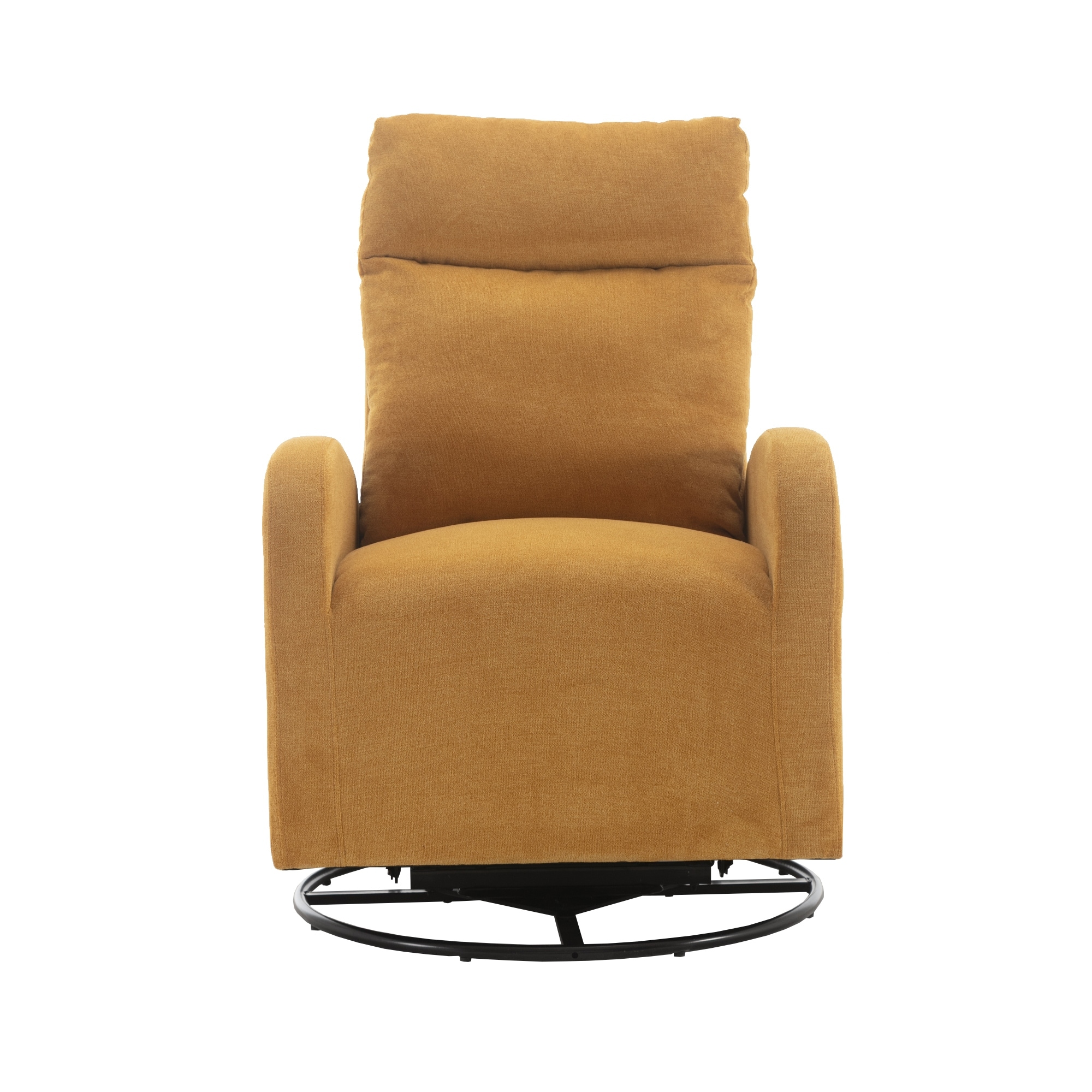 Swivel Rocking Chair Modern Accent Chairs with 1 Left Bag and Lounge Upholstered Swivel Glider Arm Chairs Sofa, Yellow
