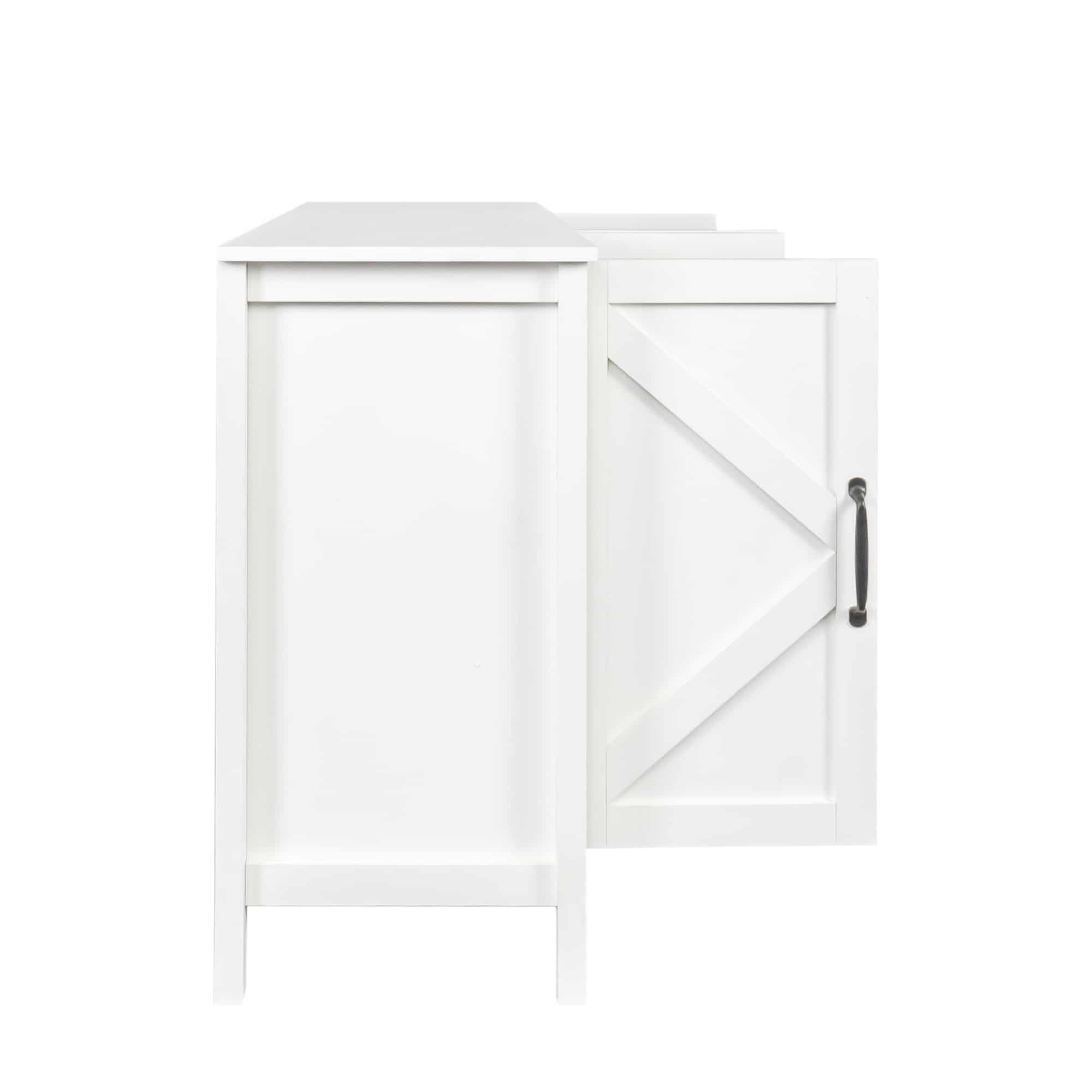 Freestanding Cabinet with 4 Doors and 4 open shelgves - White